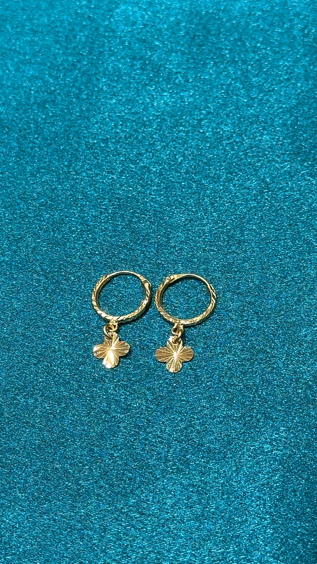 22K Gold Hoops With Hanging Vancleef Charm