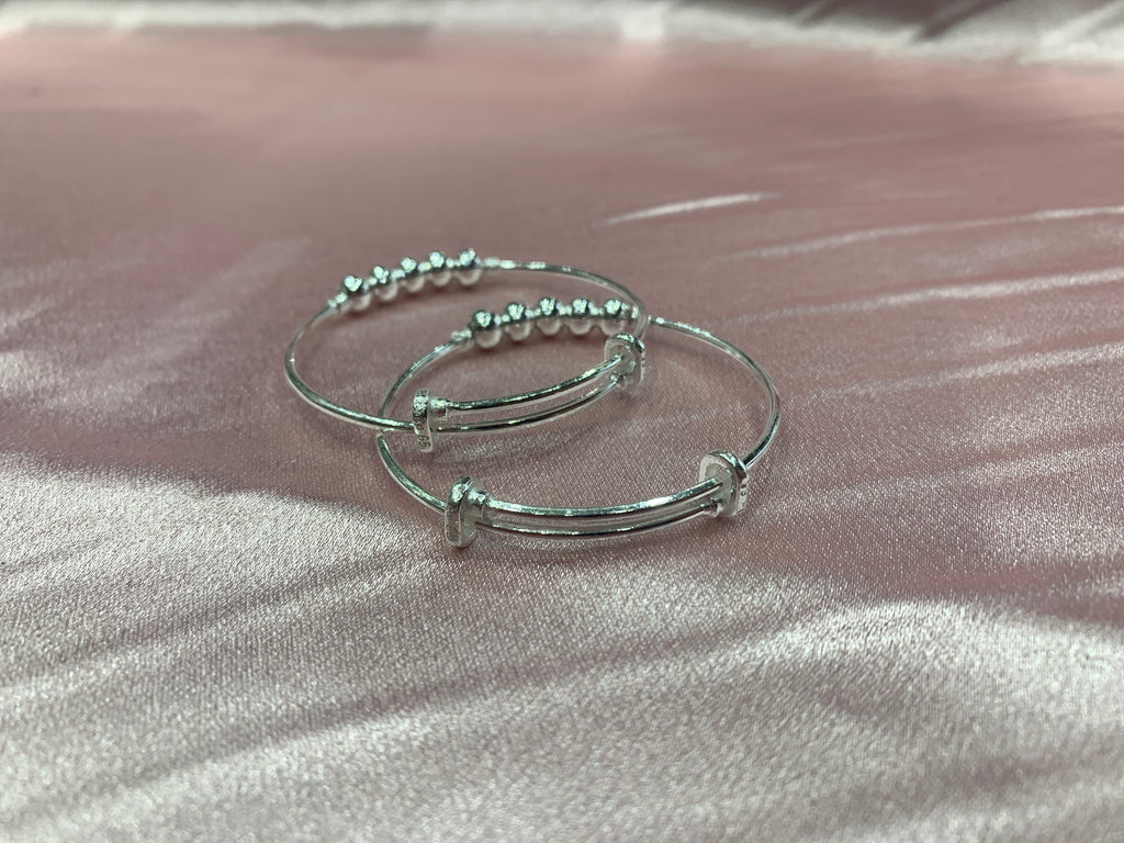 Silver baby kada with beads