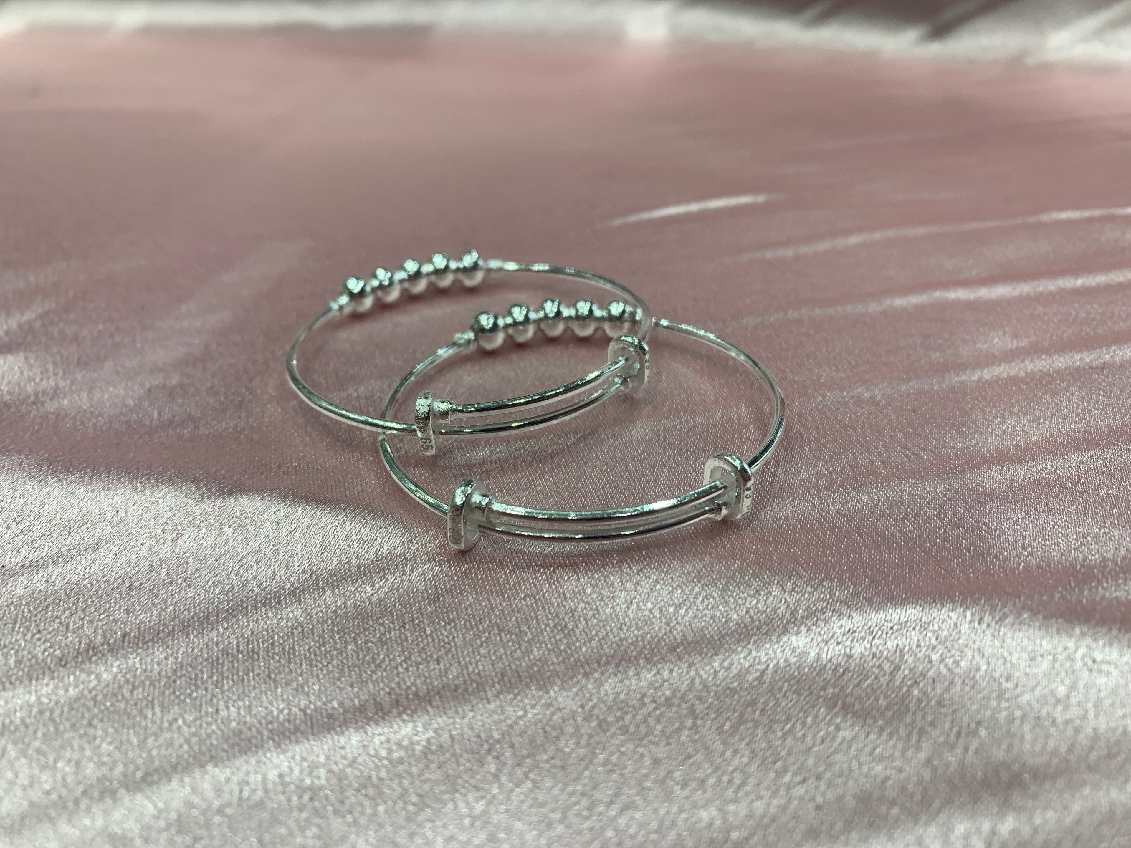 Silver baby kada with beads
