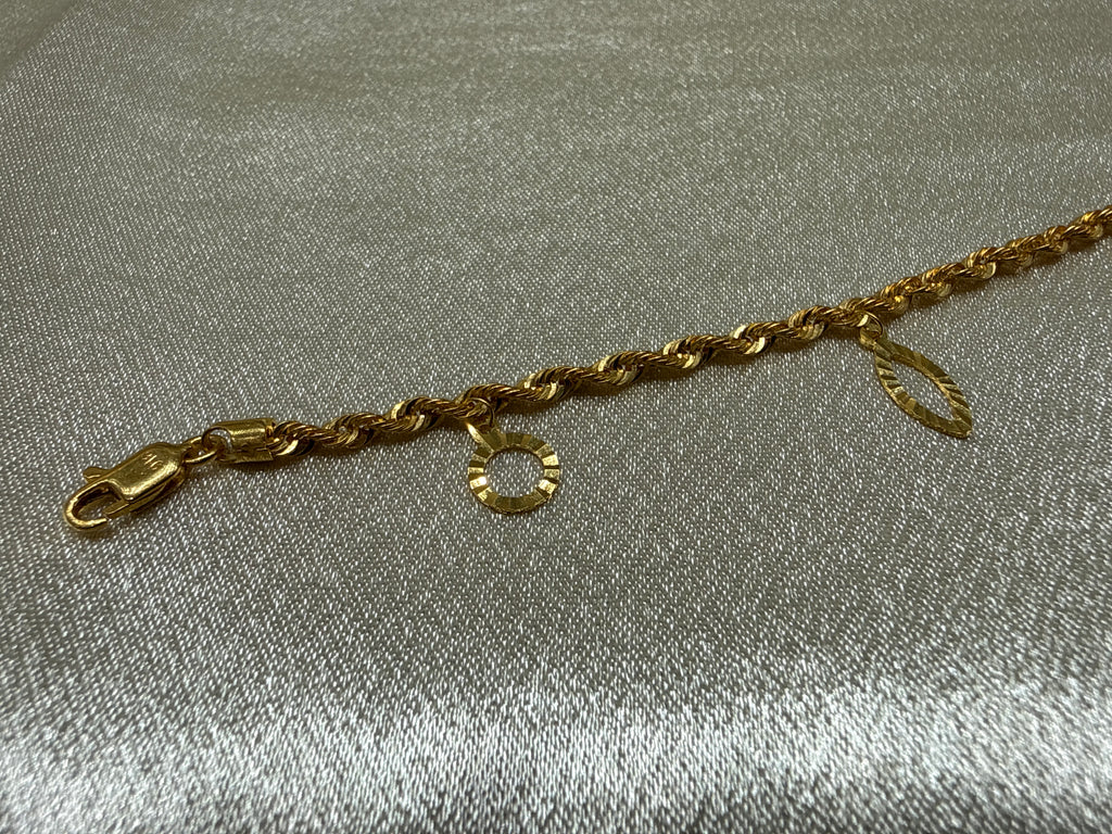 22k Gold Bracelet Twist Design With hanging Charms