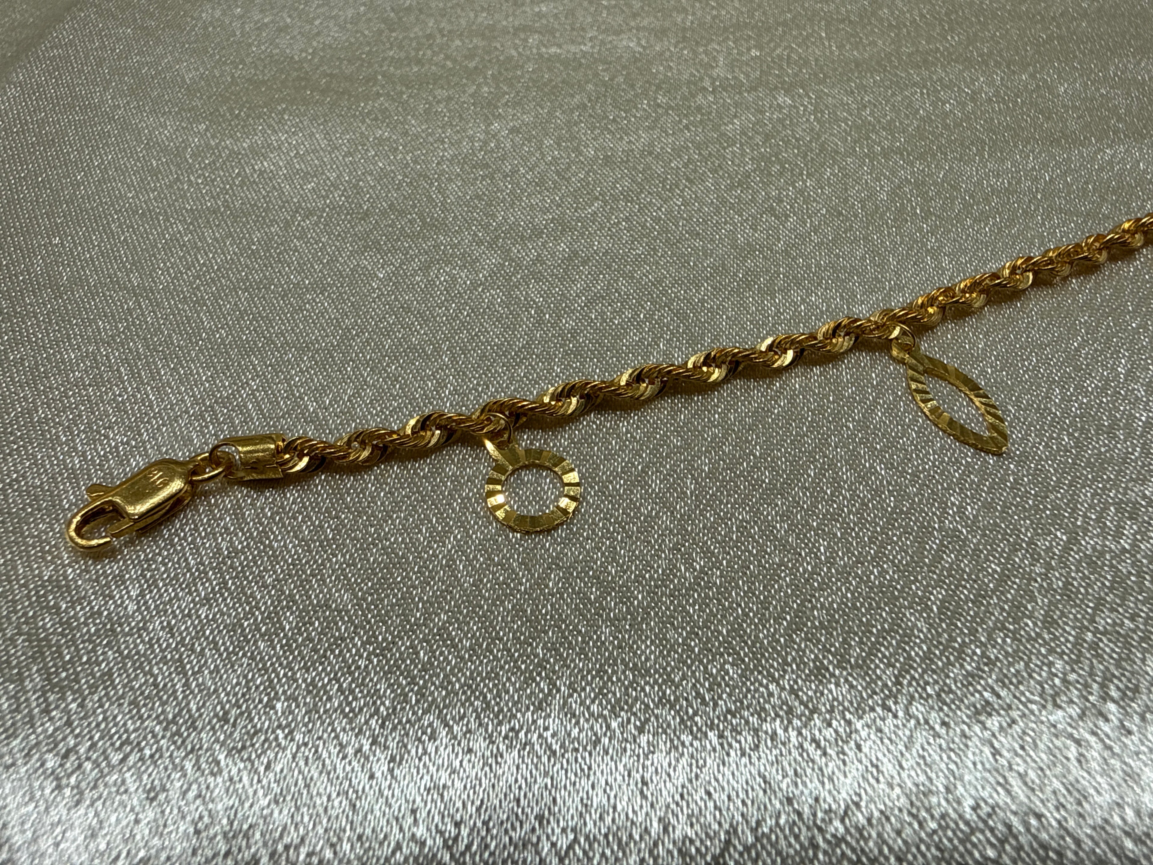 22k Gold Bracelet Twist Design With hanging Charms
