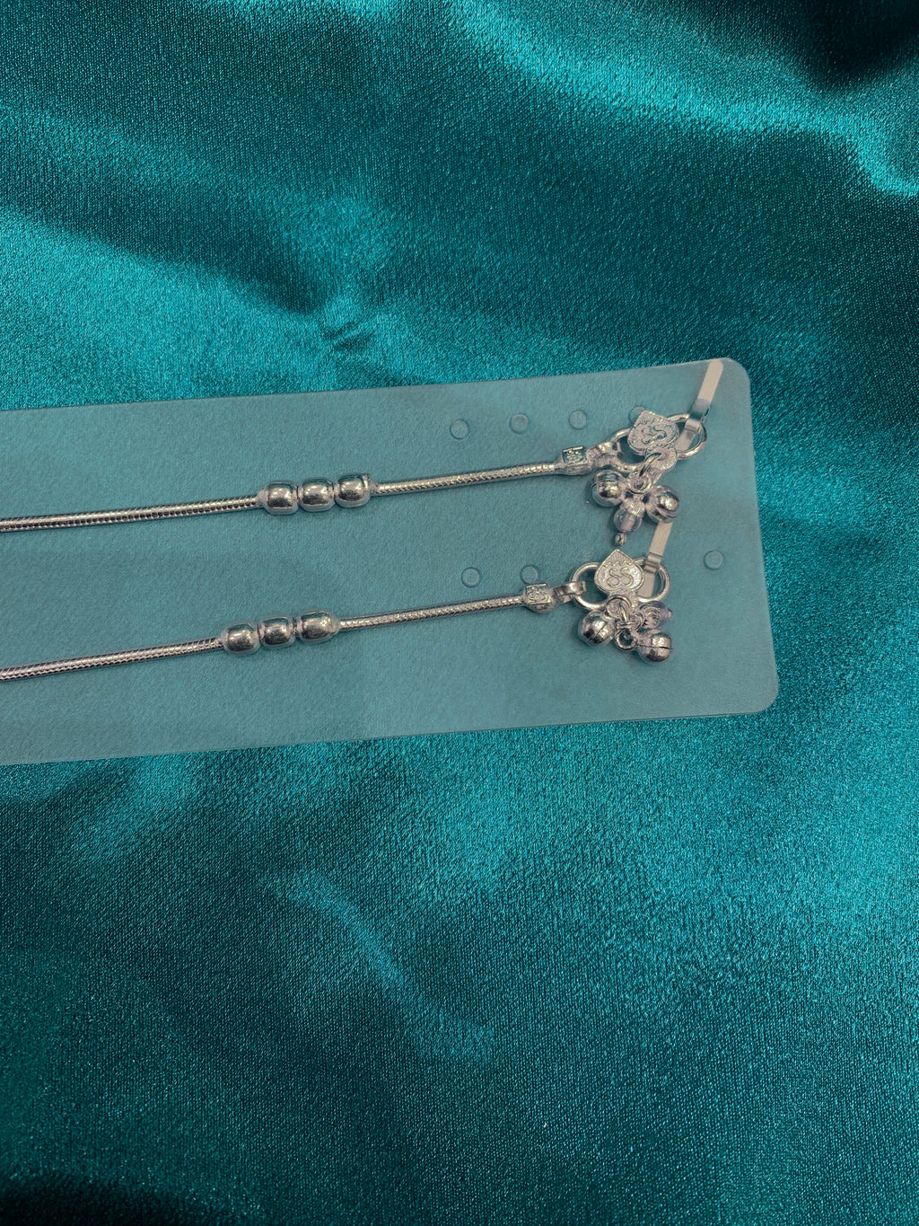 Fancy silver anklets with antique gold plating beads