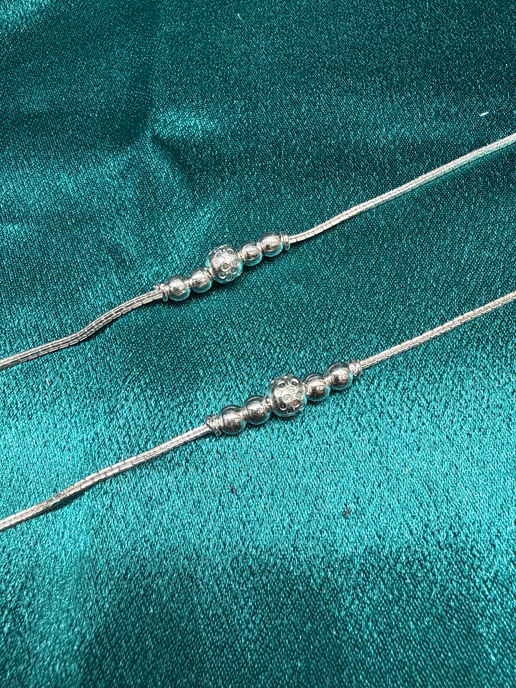 Kids fancy silver anklets (Size: 13-15 year old)