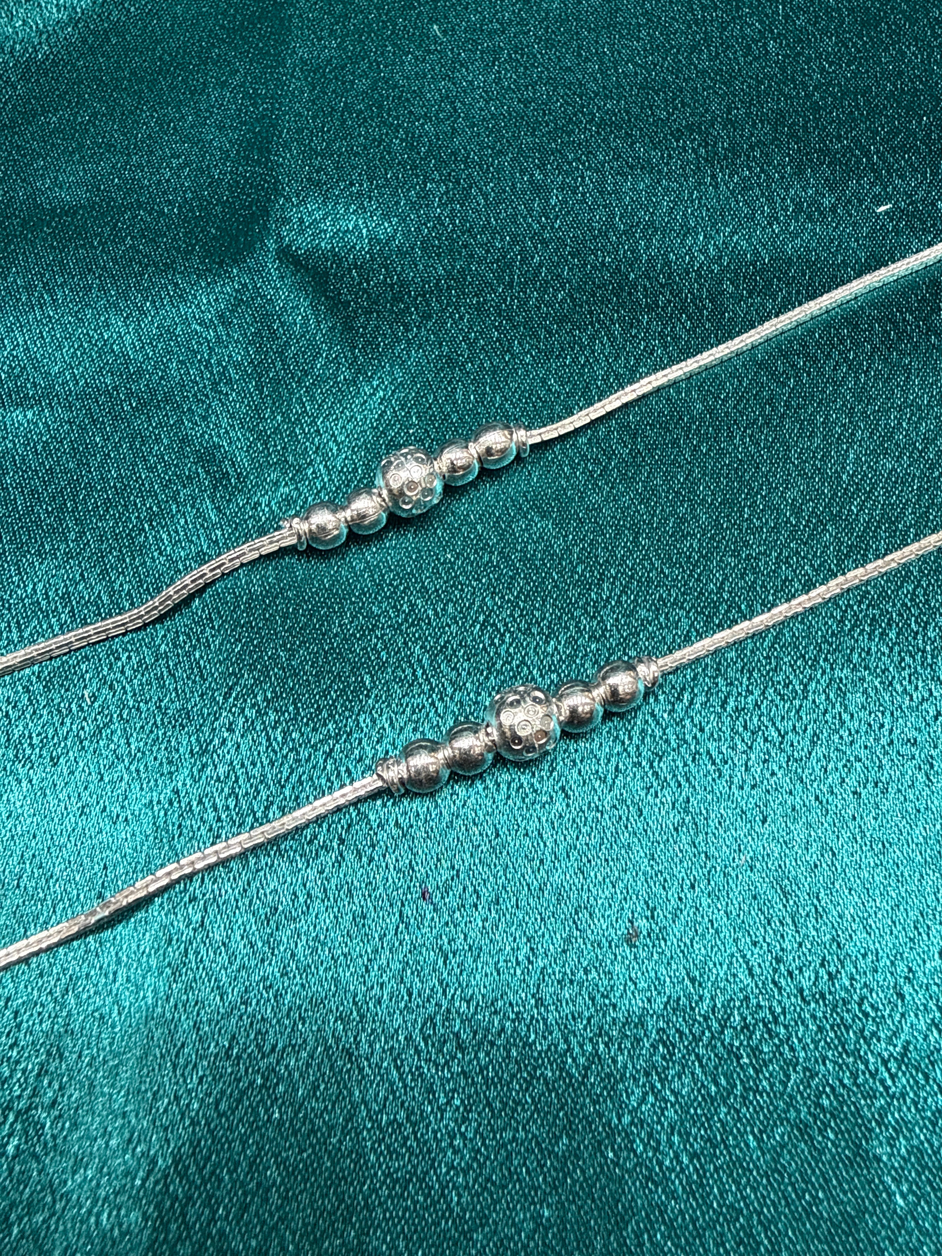 Kids fancy silver anklets (Size: 13-15 year old)