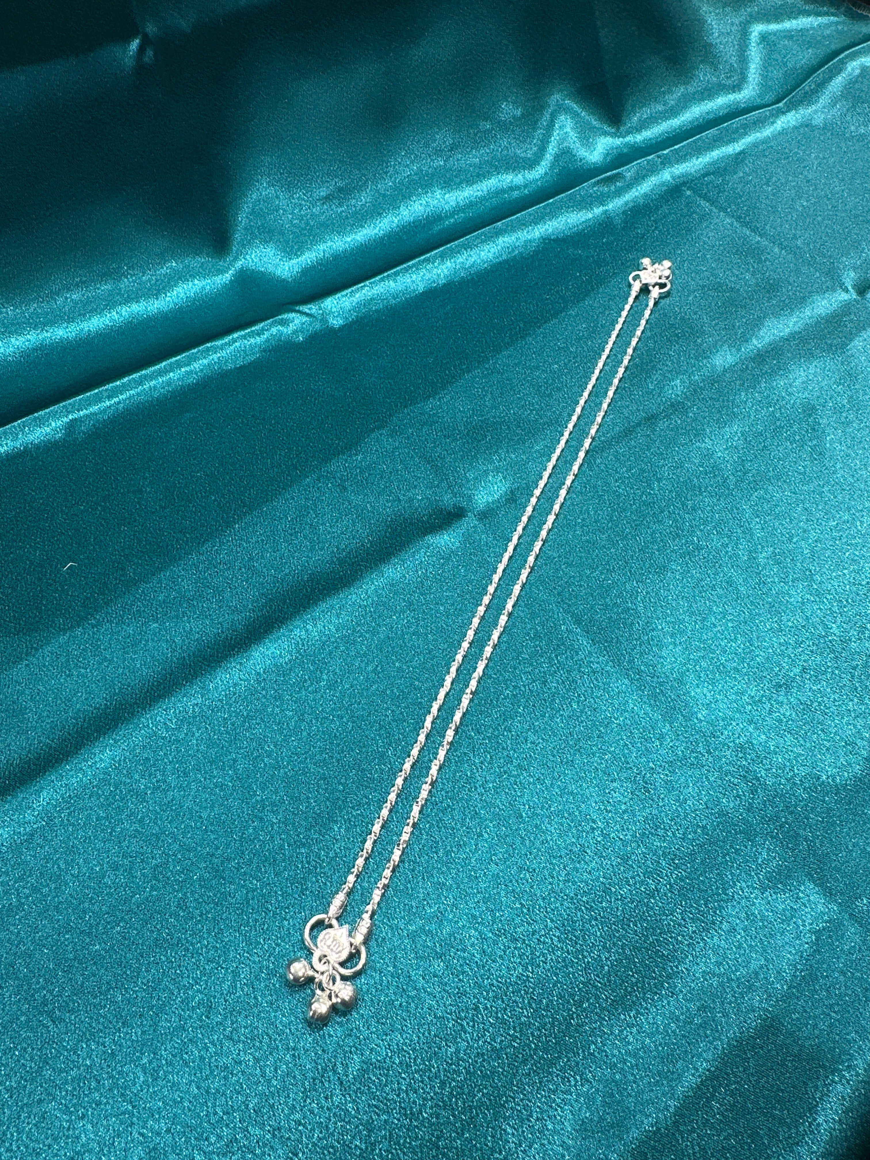 Fancy Lightweight Silver Anklets In a Twisted Rope Design