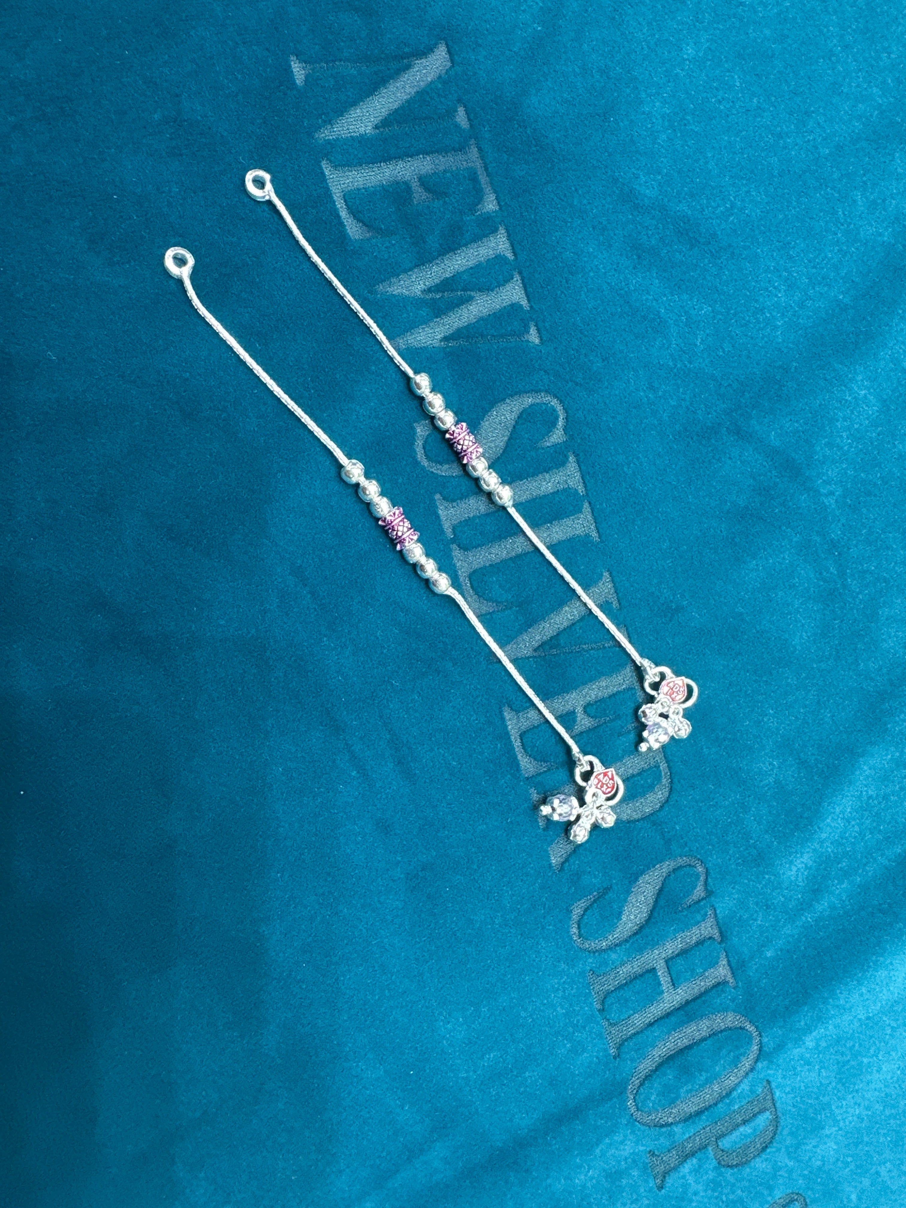 Baby fancy silver anklets (Size: 2-3 year old)