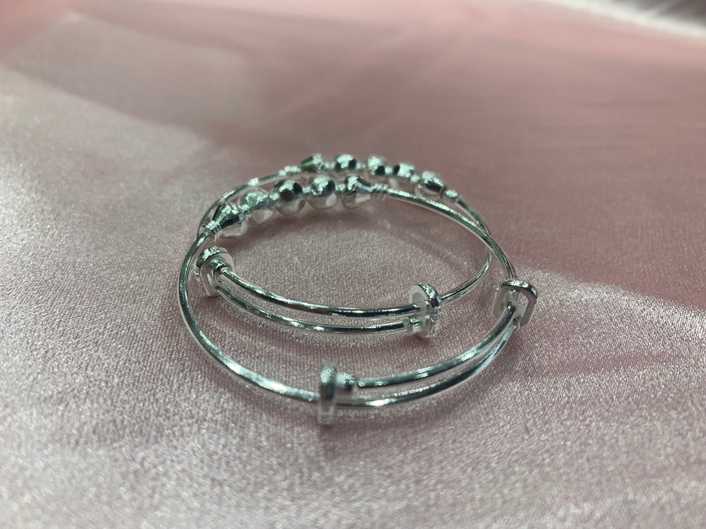 Silver baby kada with silver beads