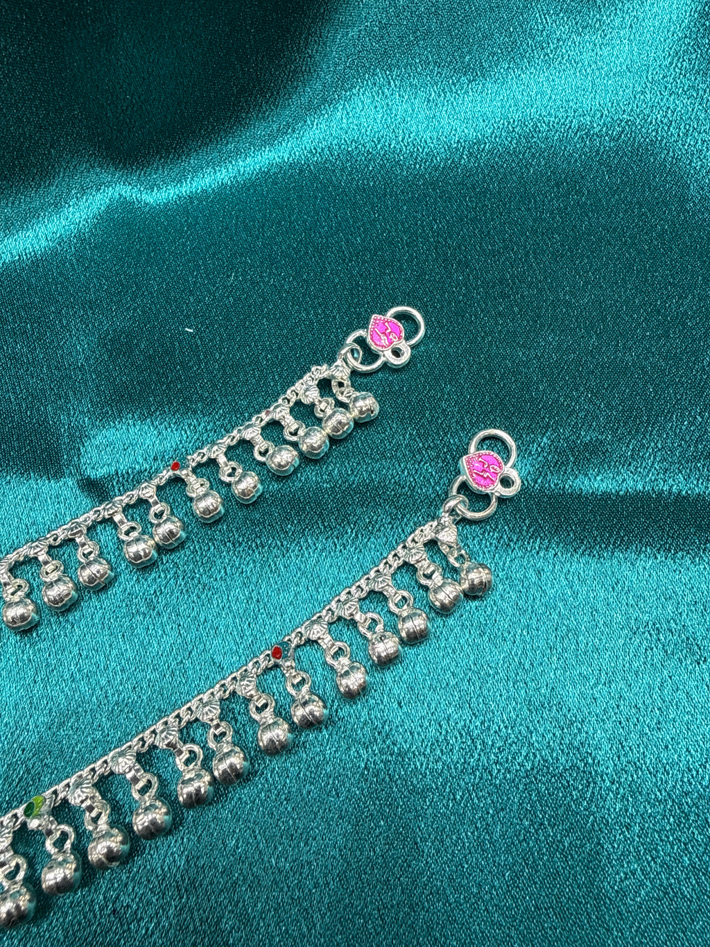 Kids fancy silver anklets (Size: 2-3 year old)