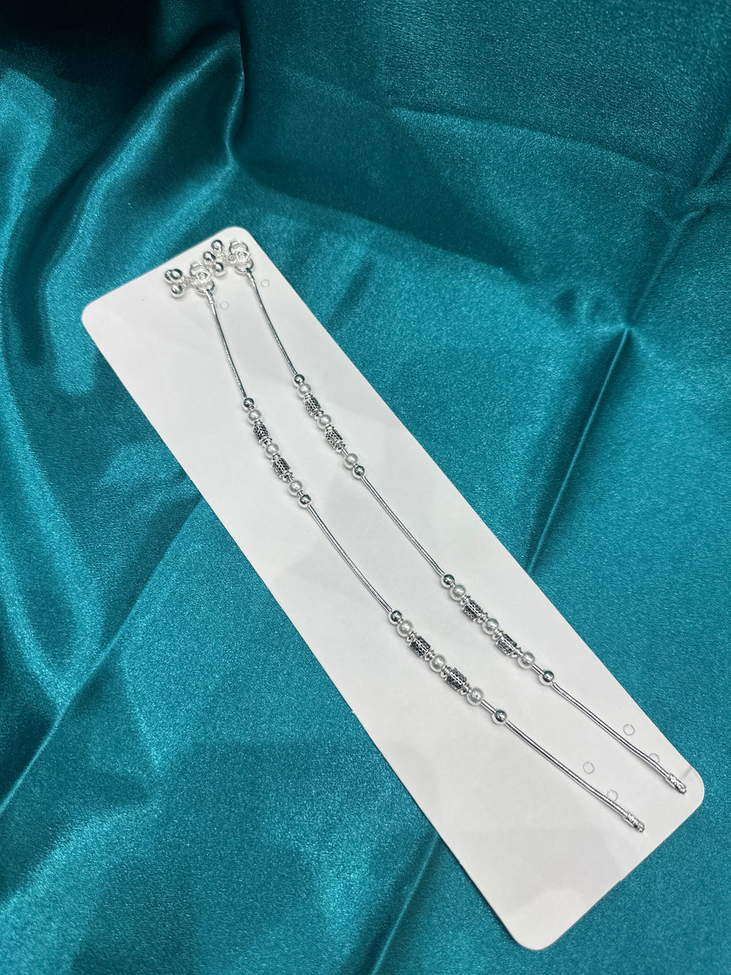 Fancy Silver Anklets With Beads With Small Amount of Black