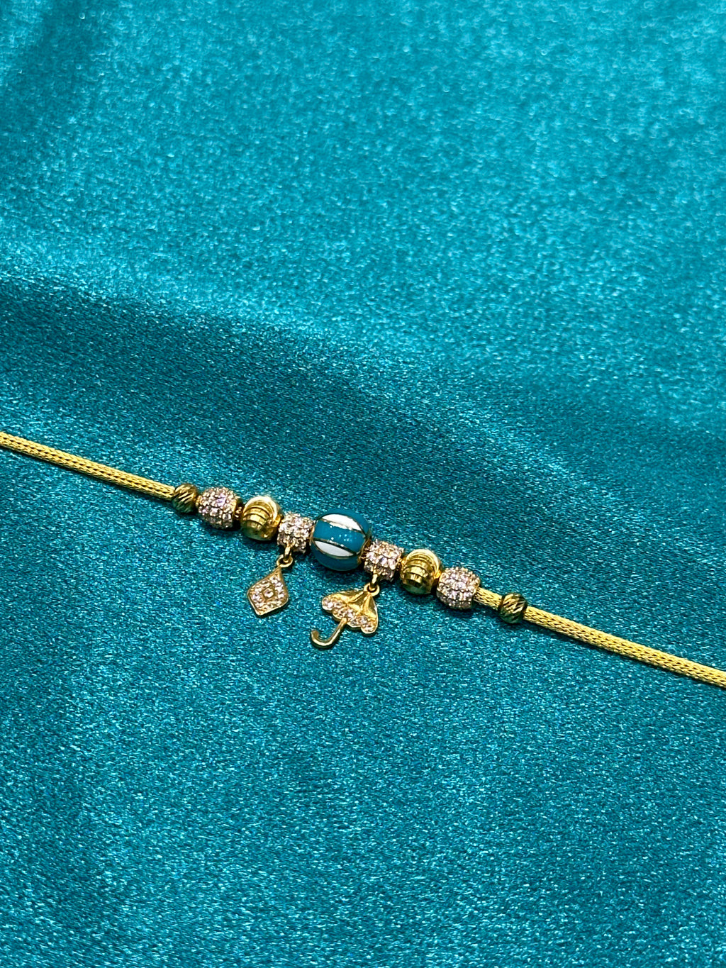 22K Gold Bracelet Pandora Design In Turquoise Colour