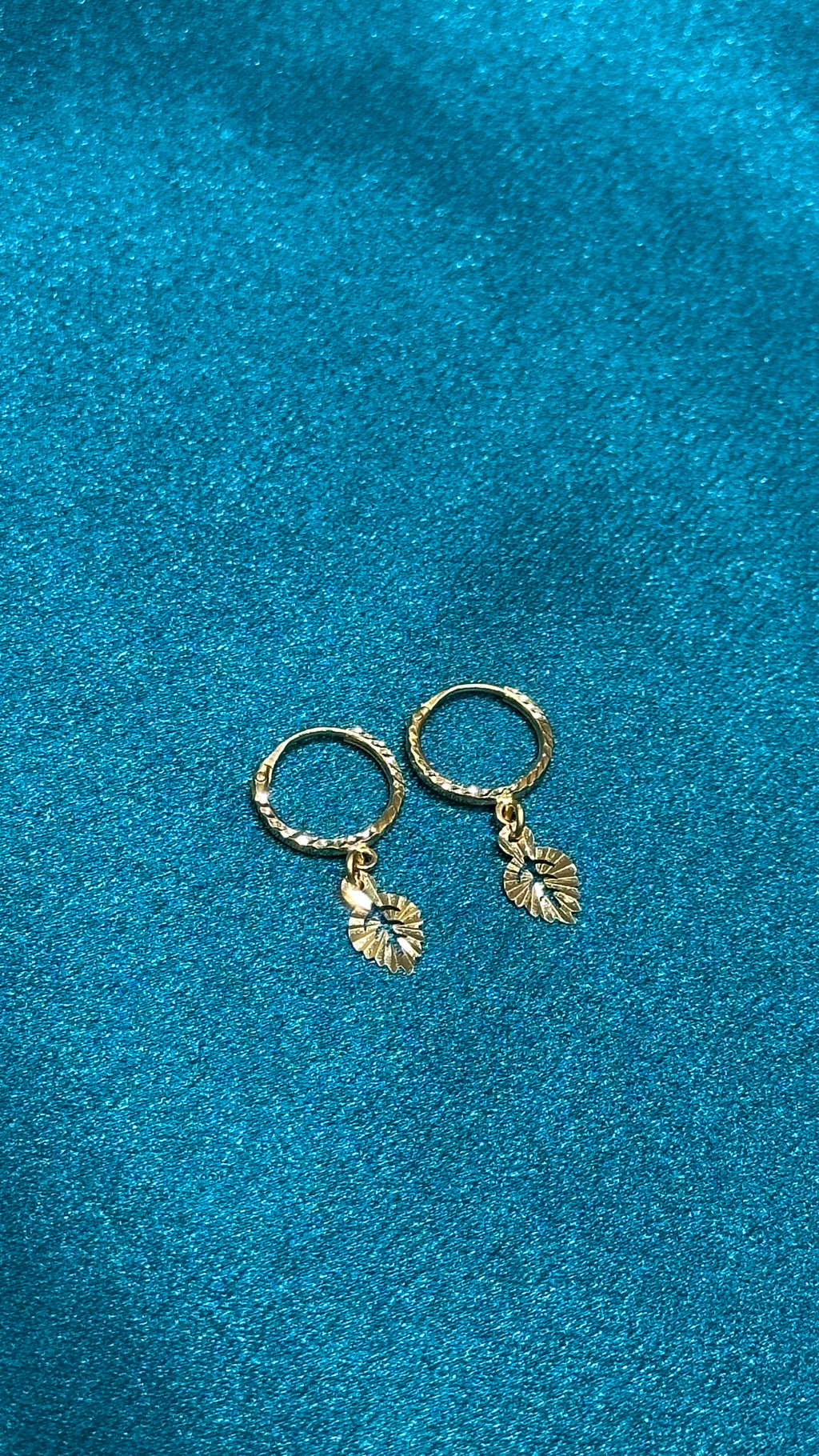 22K Gold Hoops With Fancy Hanging Charm