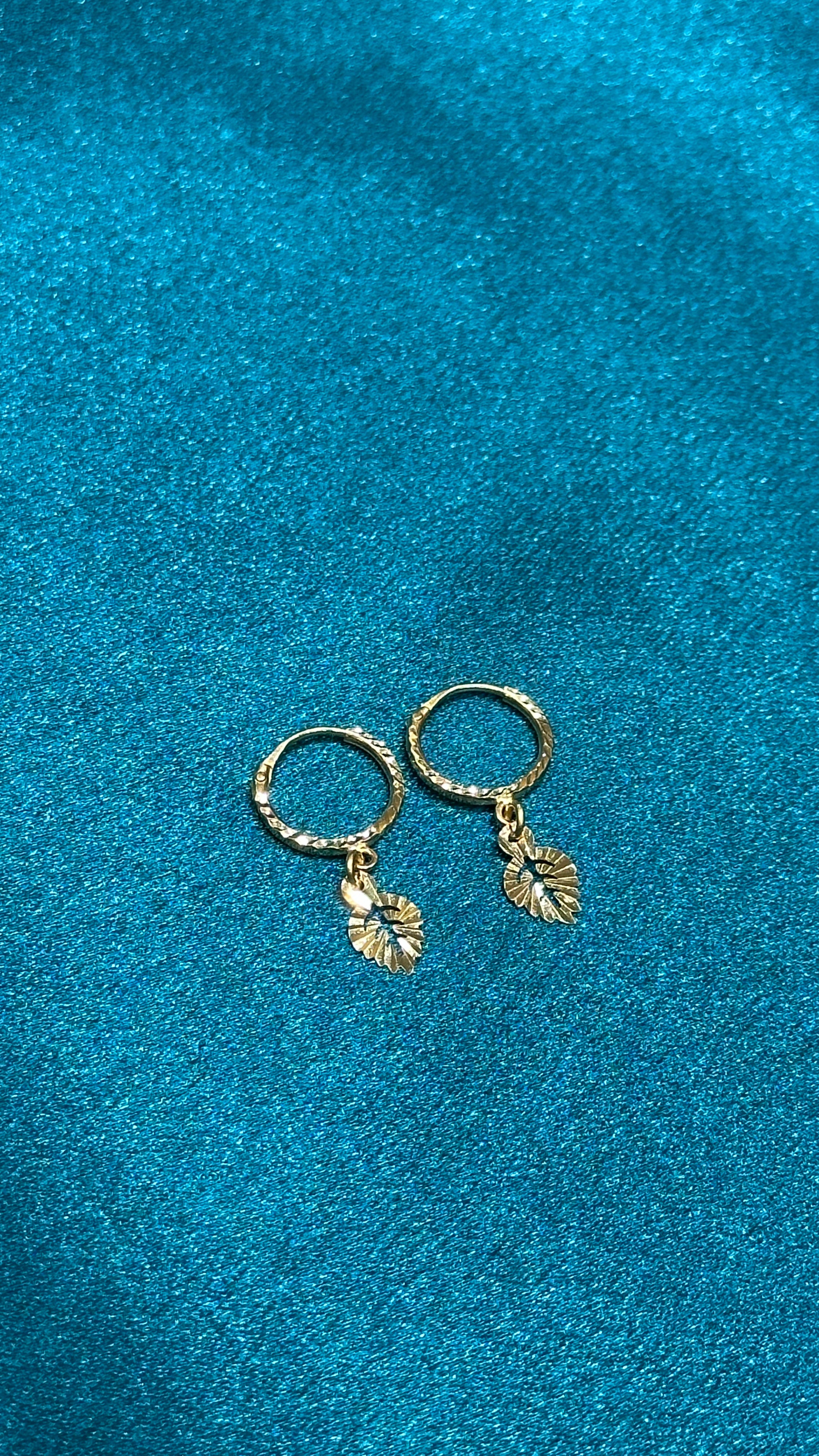 22K Gold Hoops With Fancy Hanging Charm