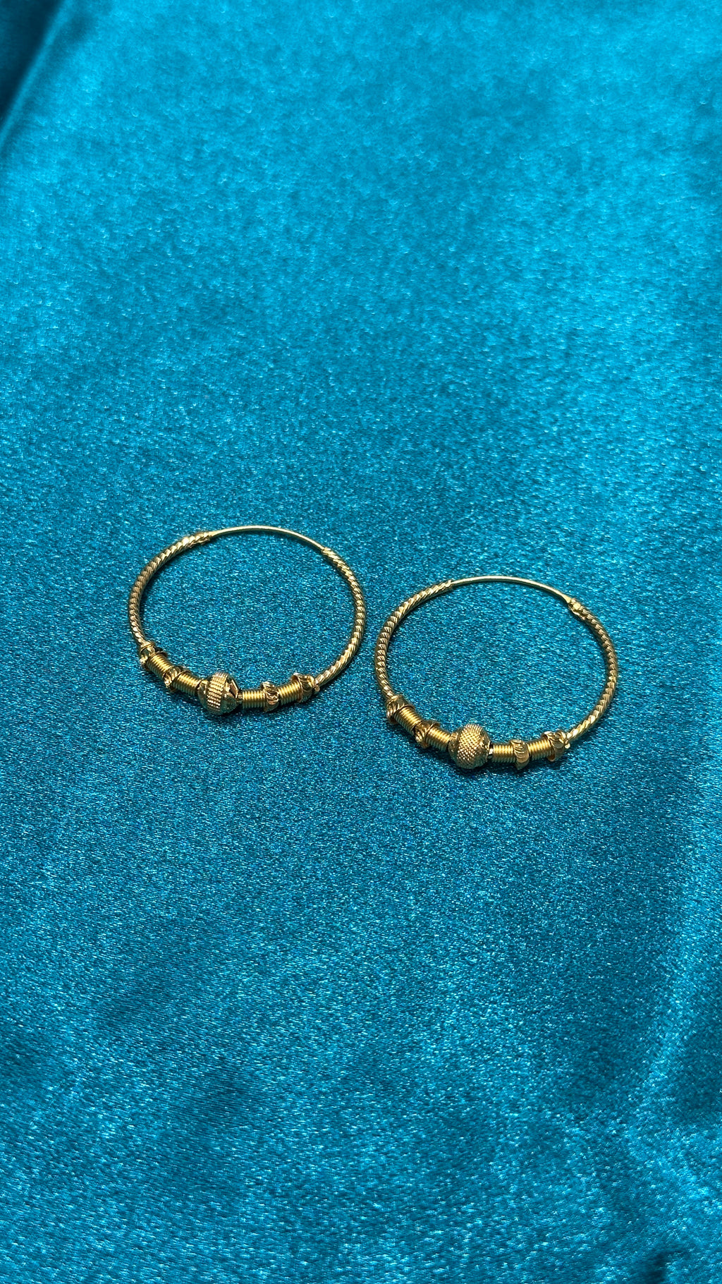 22K Gold Hoops With Fancy Beads