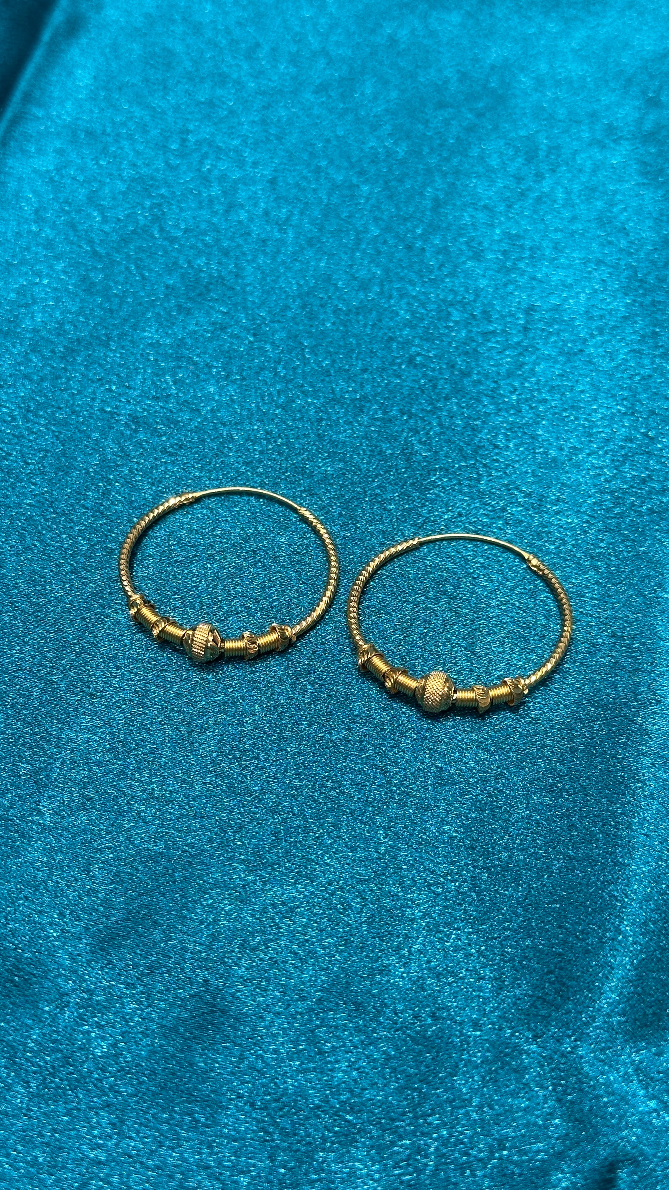22K Gold Hoops With Fancy Beads
