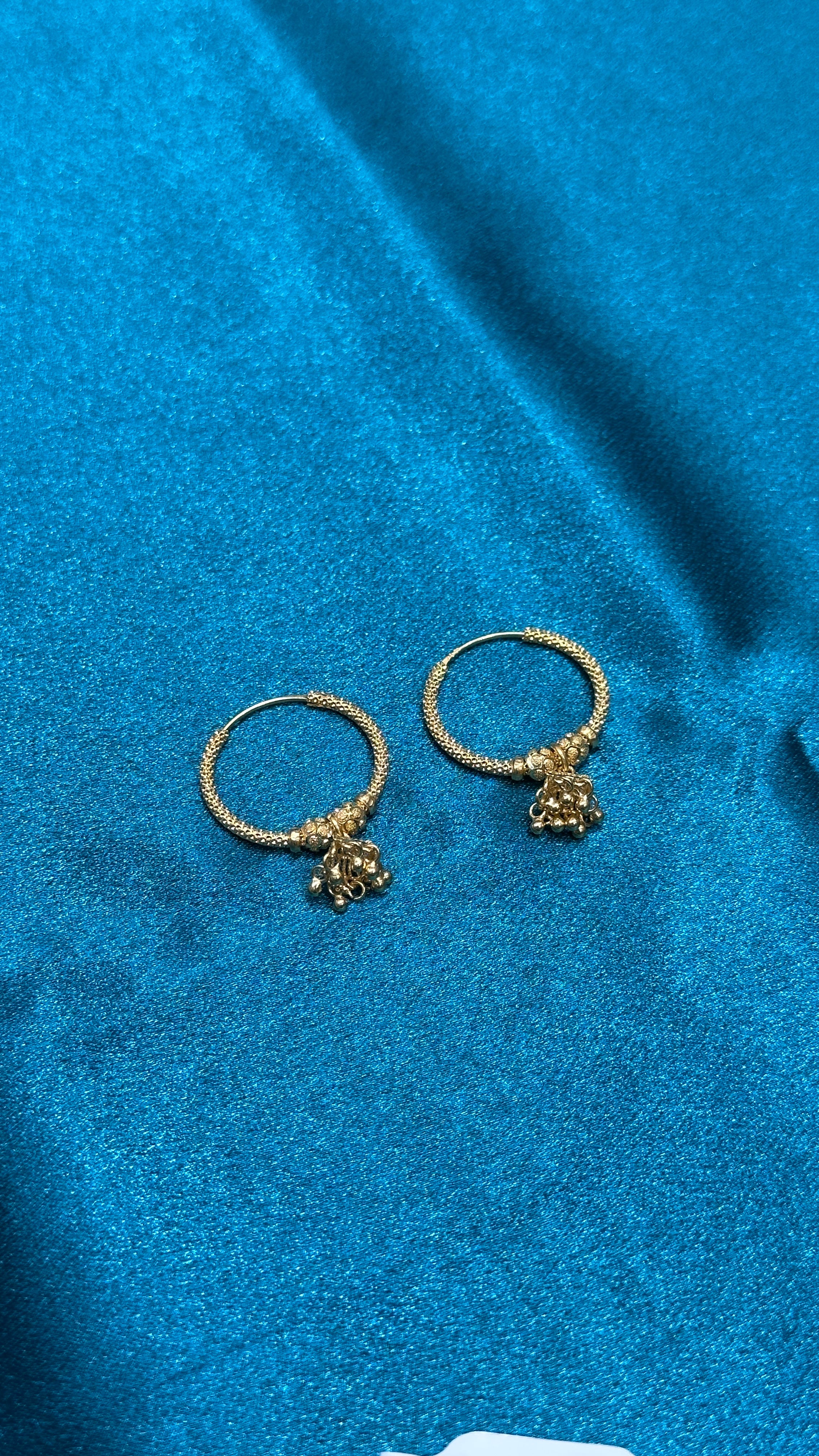 22K Gold Fancy Hoops With Beads & Hanging Jhumki