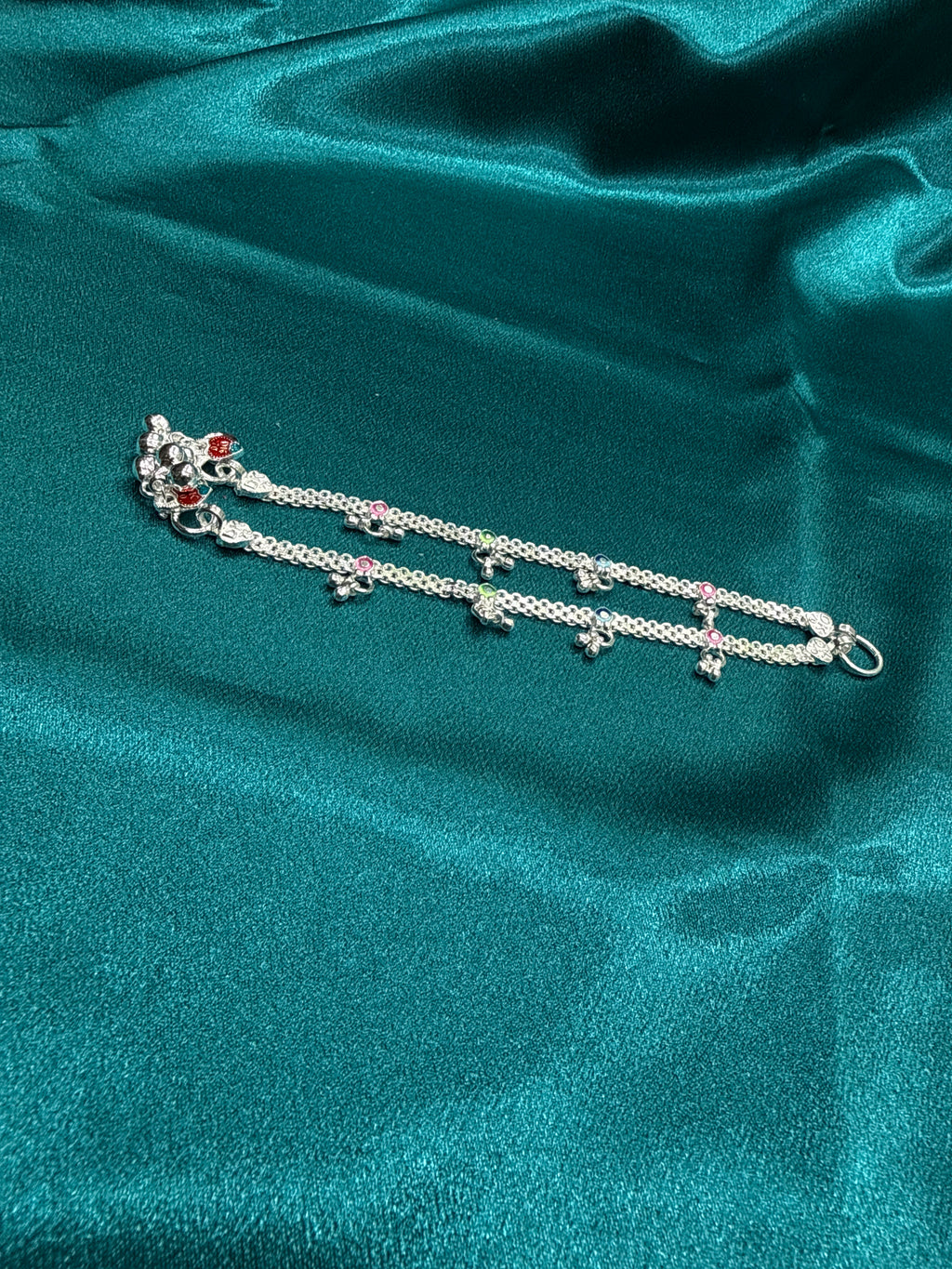 Kids fancy silver anklet with multiple bells (2-3 year old)
