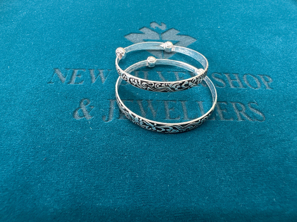 Fancy Silver baby bangles