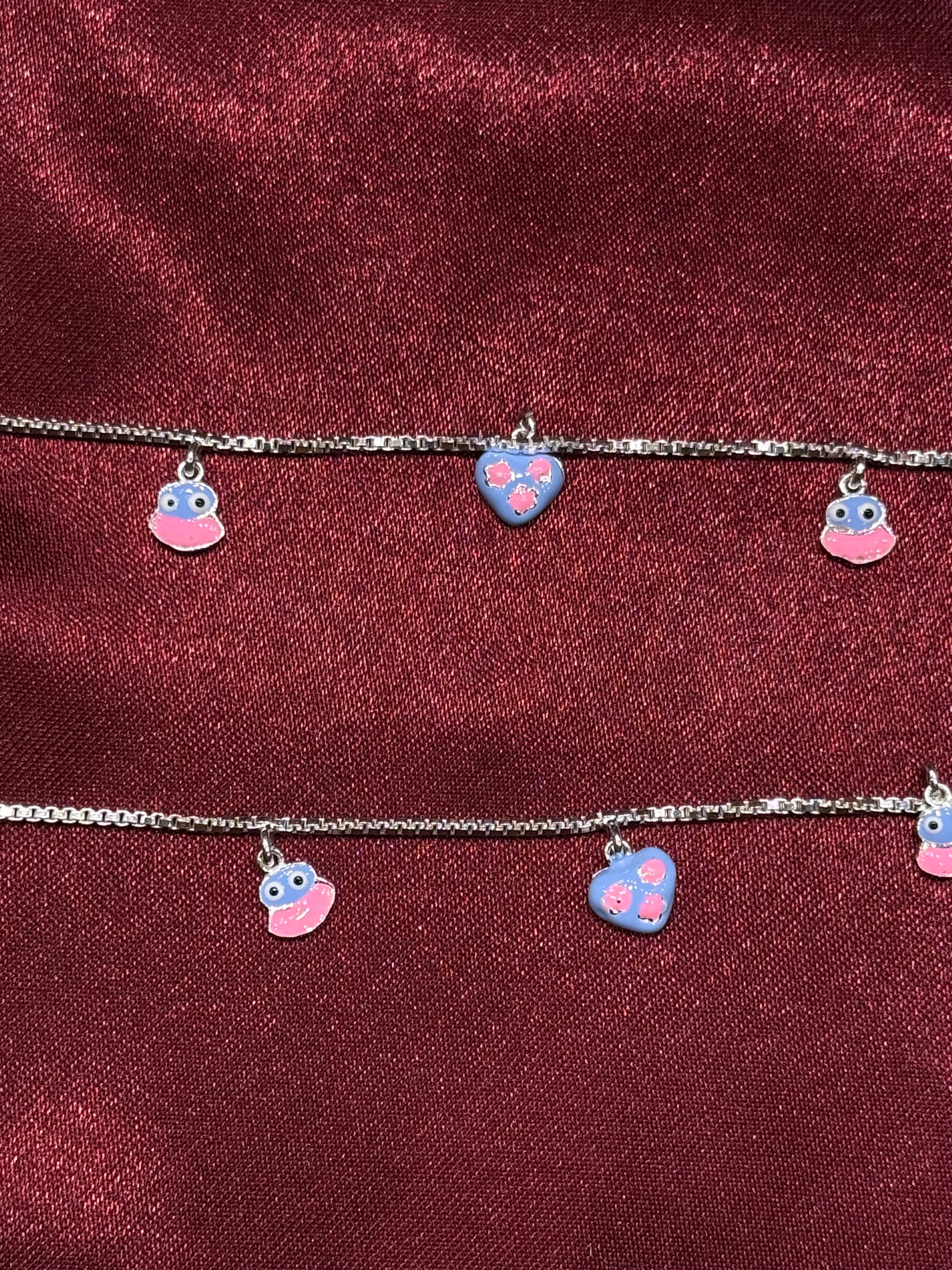 Kids fancy silver anklets with strawberry charm (4-5 year old)