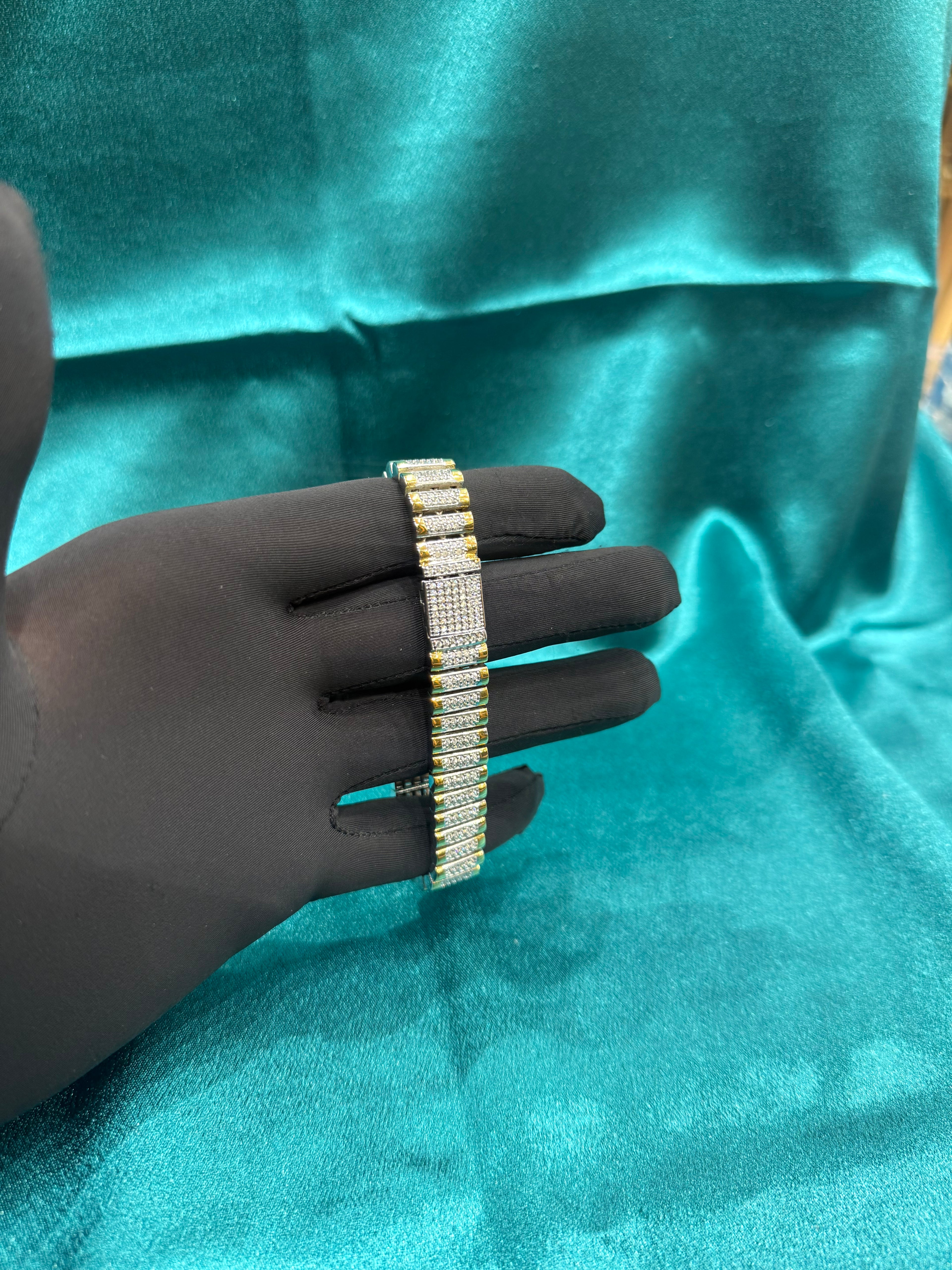 Men’s Gold Plated Silver 925 w/ CZ diamonds (12mm)