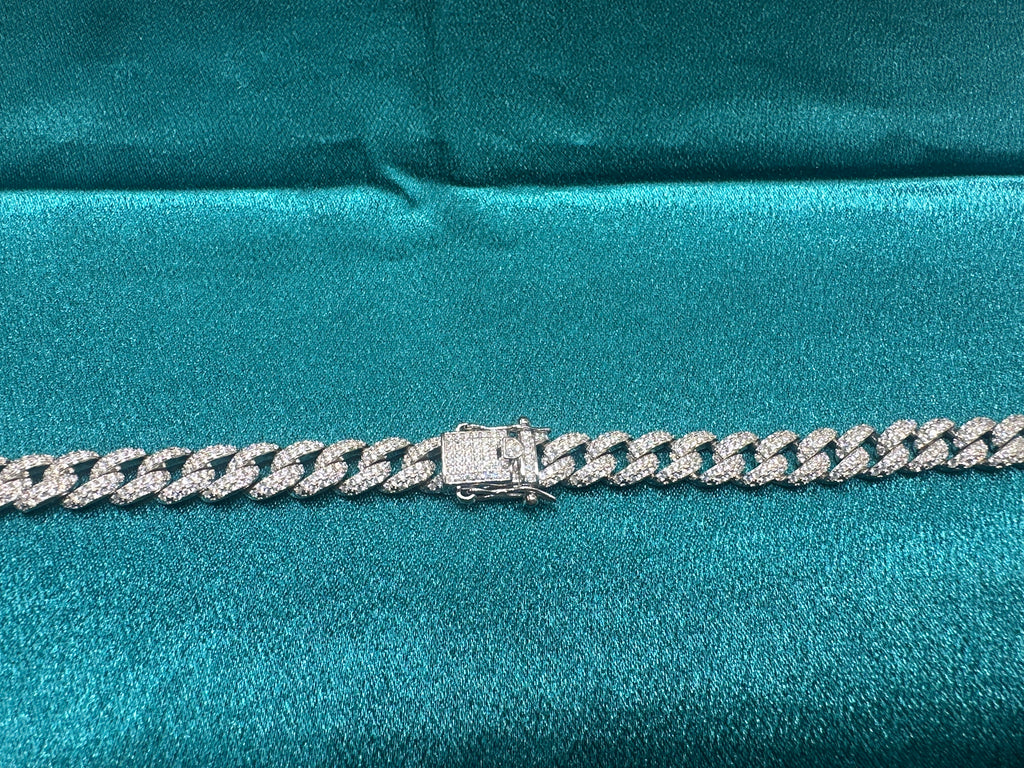 Men’s silver iced out silver 925 chain with CZ diamonds (8mm)