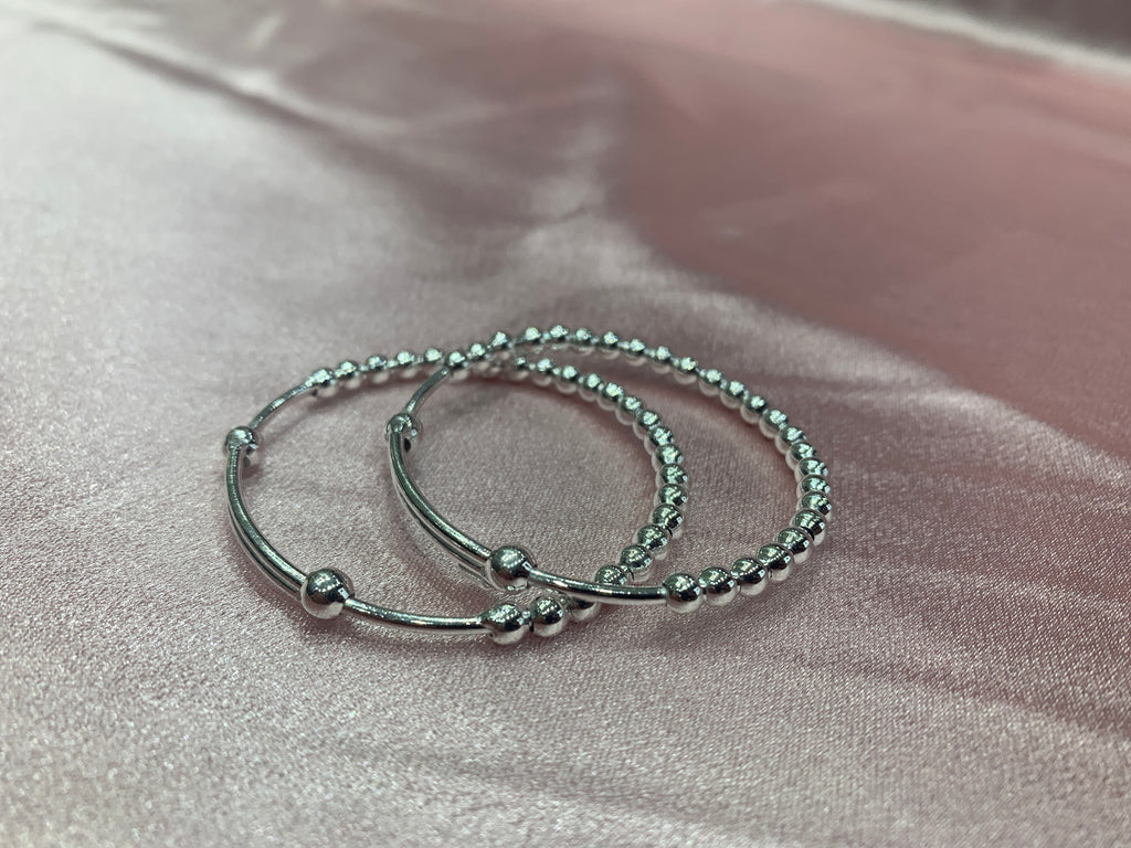 Silver baby kada with small silver beads