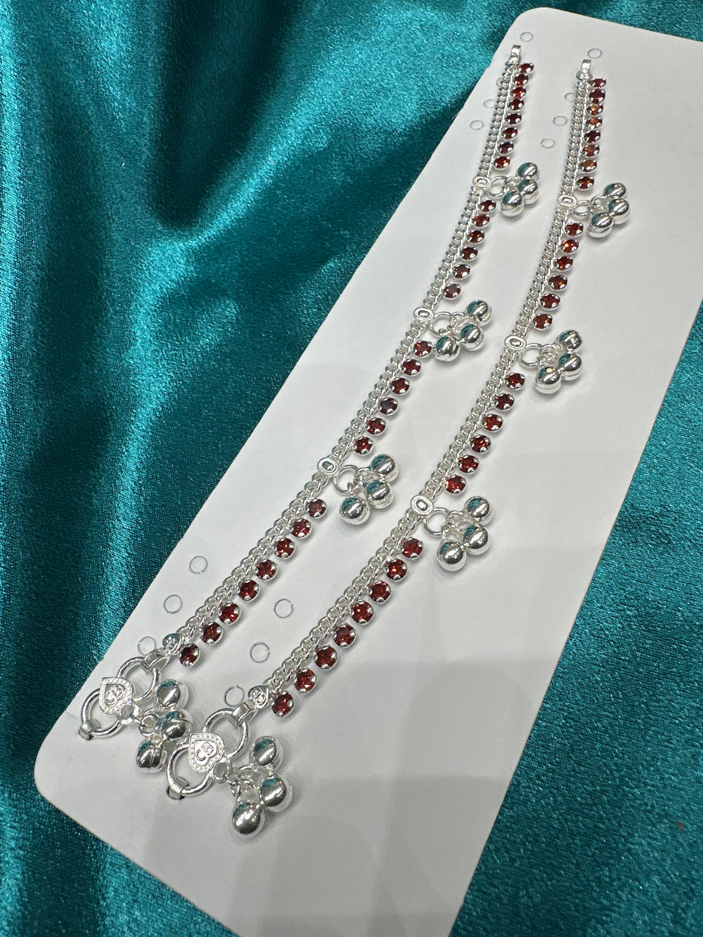 Kids fancy silver anklets (Size: 12-13 year old)
