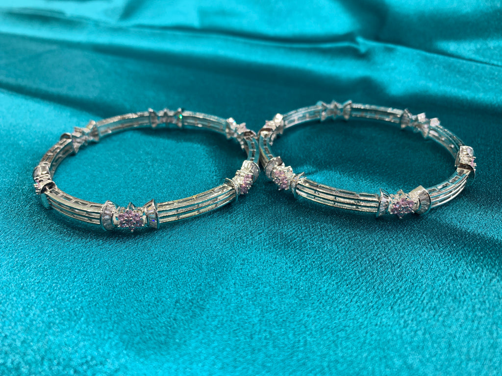 Elegant CZ diamond bangles with pink CZ diamonds
