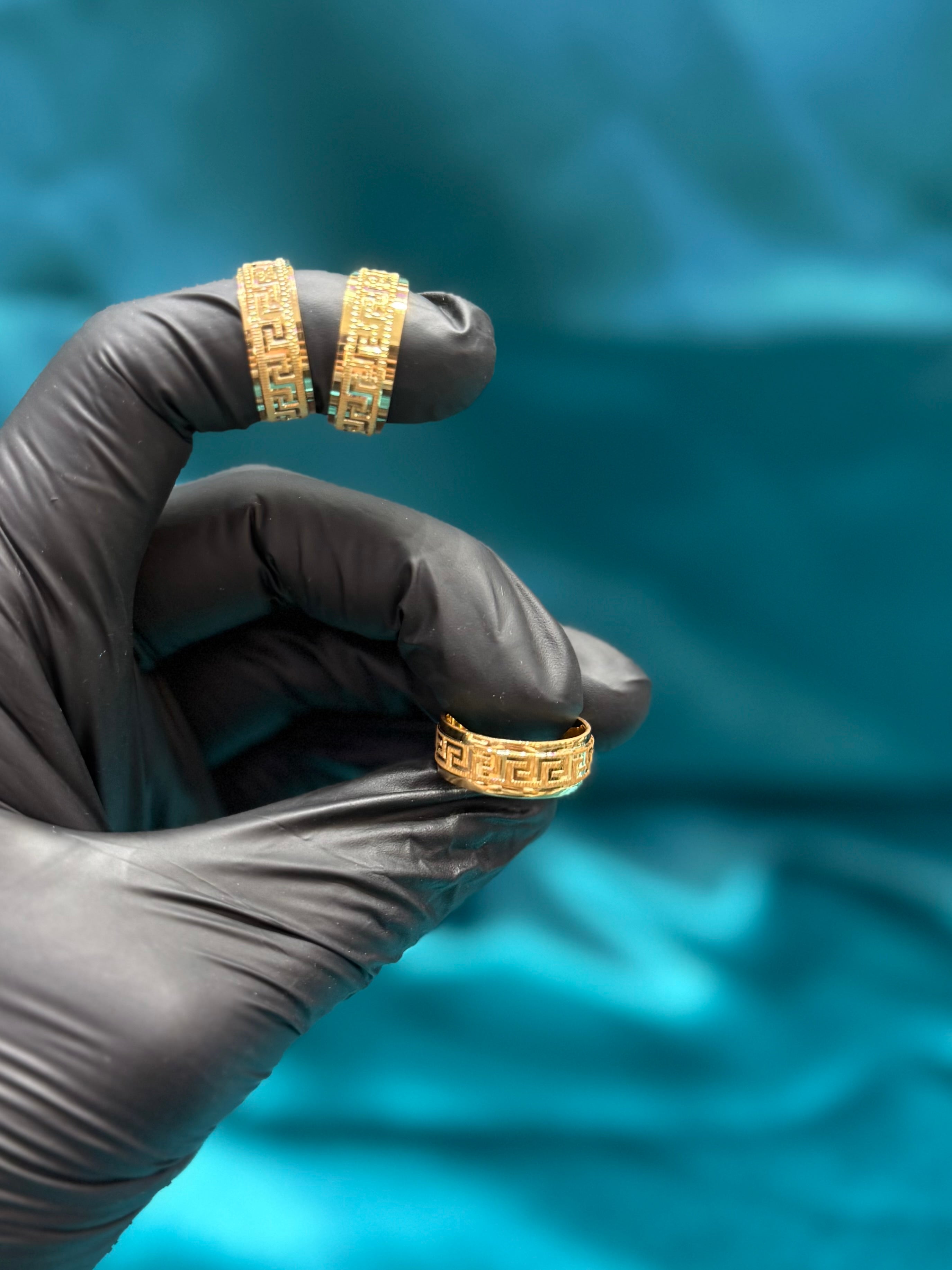 Greek Key Border Design 22k Gold Ring