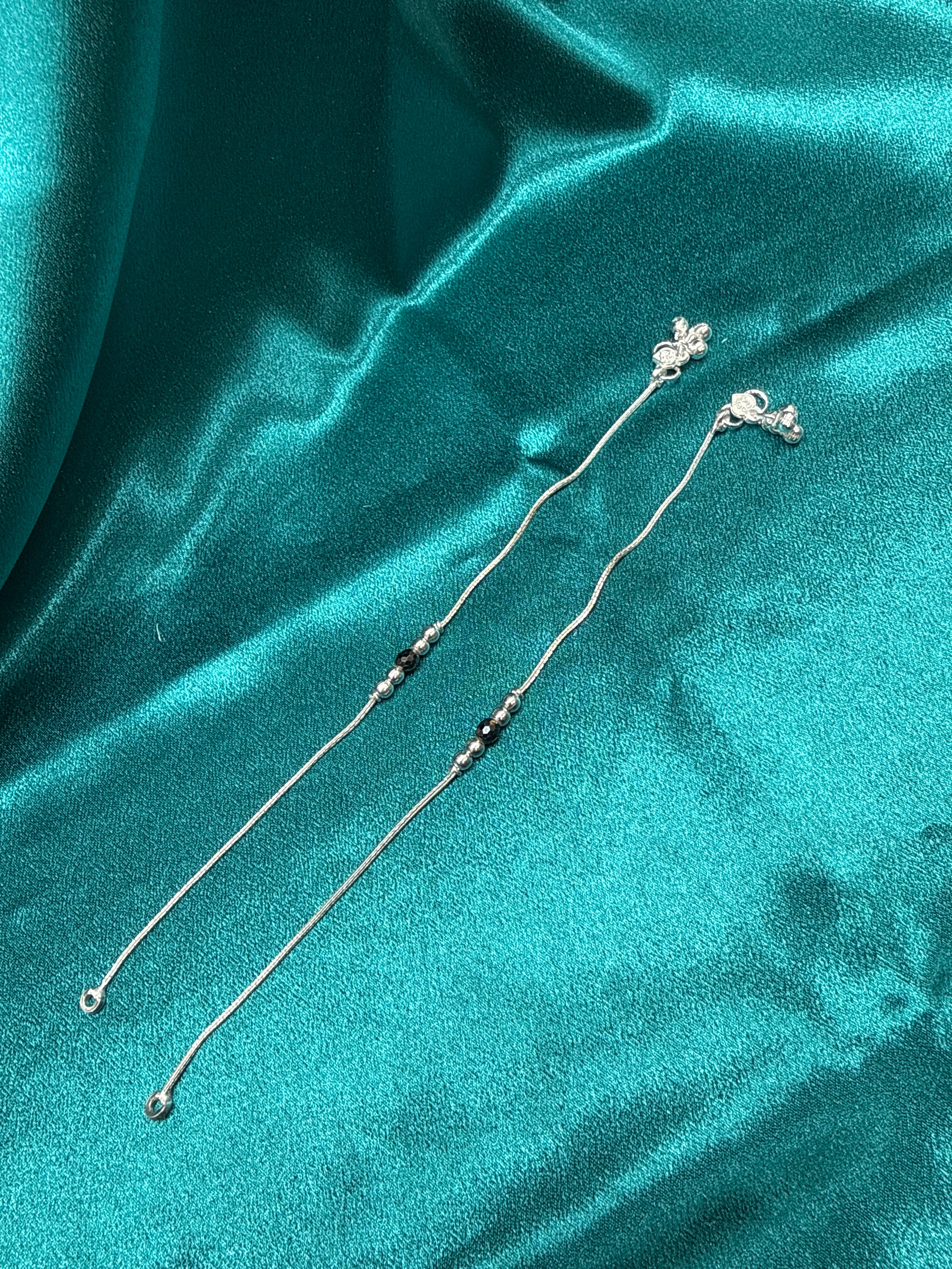 Kids fancy silver anklets (Size: 13-15 year old)