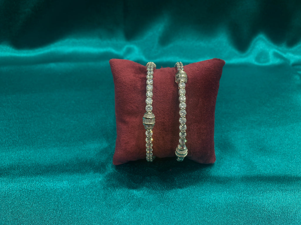 Elegant CZ diamond silver bangles with white CZ diamonds
