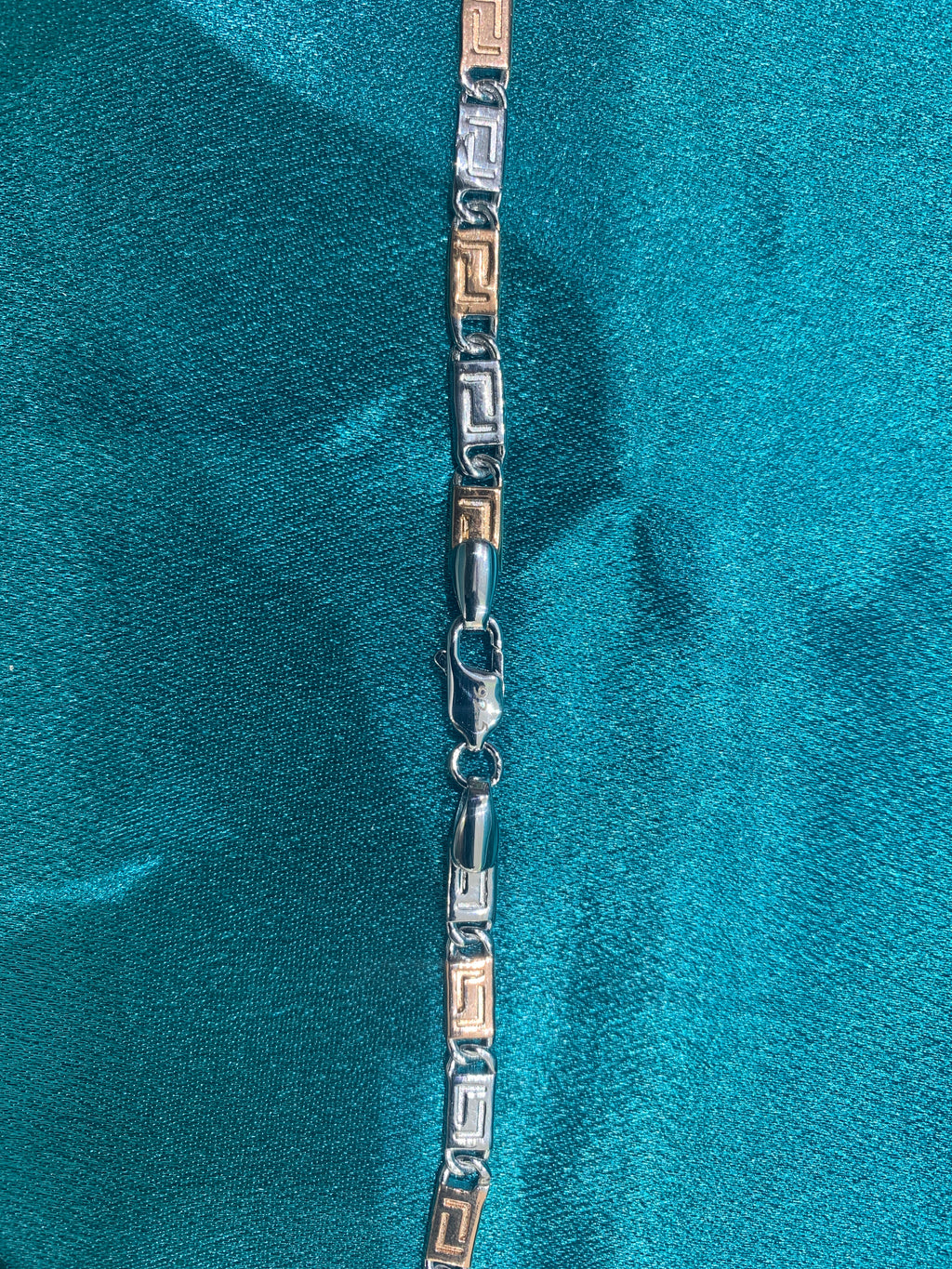 4mm Versace design two tone silver chain