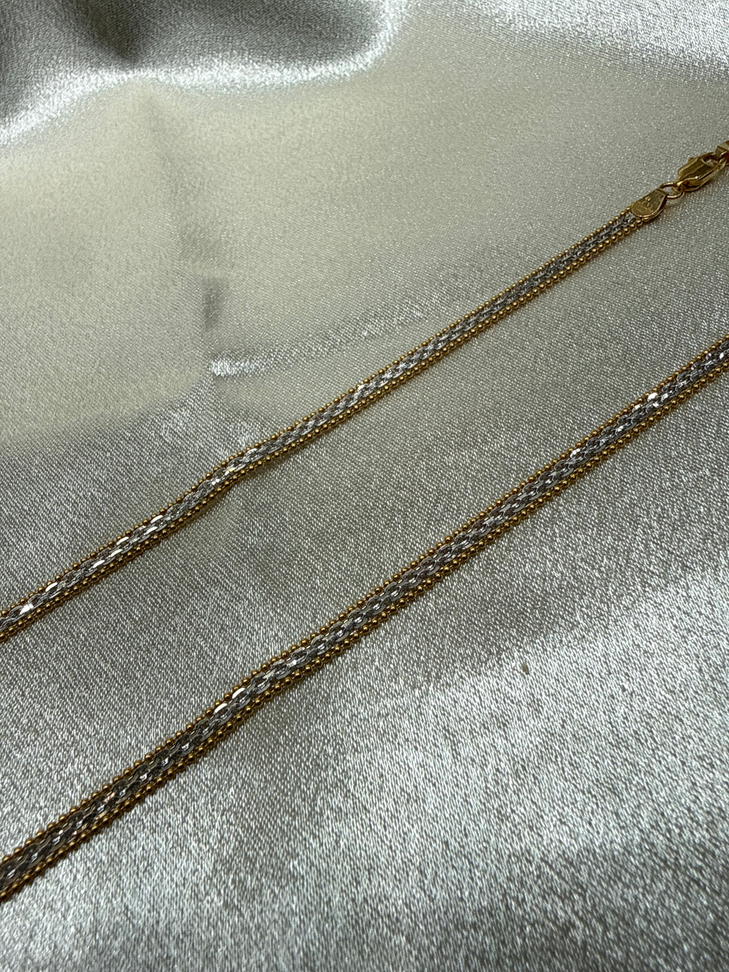 22K Gold Chain Two Tone (Flat Popcorn Design)