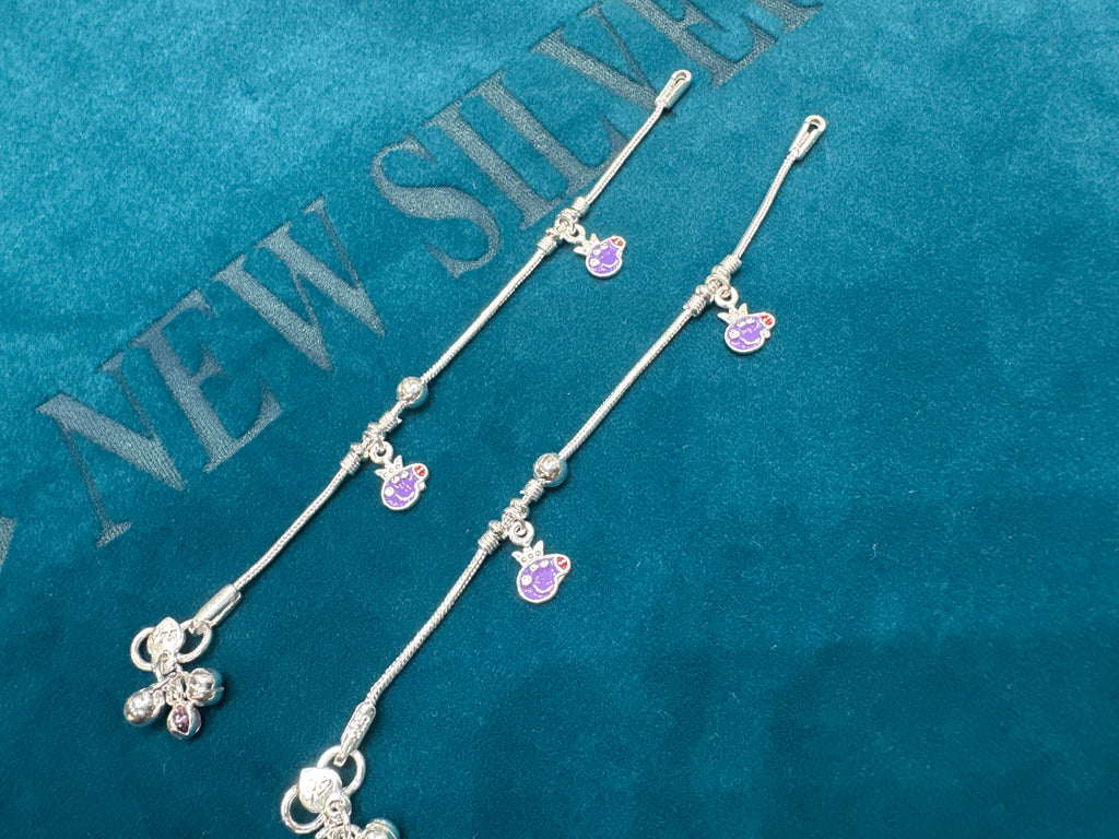 Baby fancy silver anklets (Size: 1-2 year old)