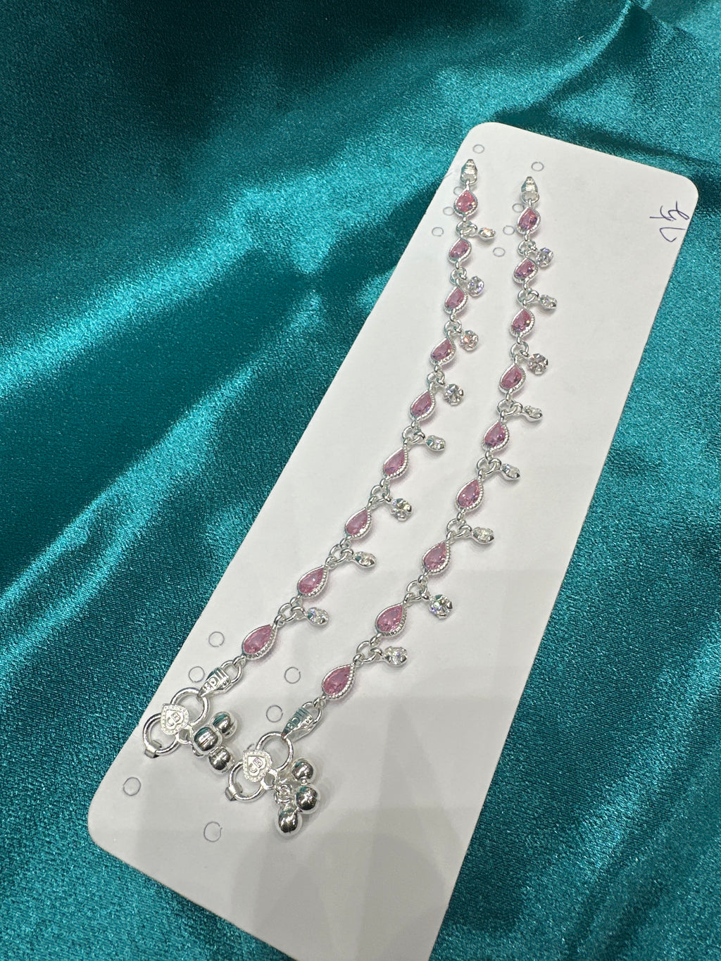 Kids fancy silver anklets (Size: 10-12 year old)