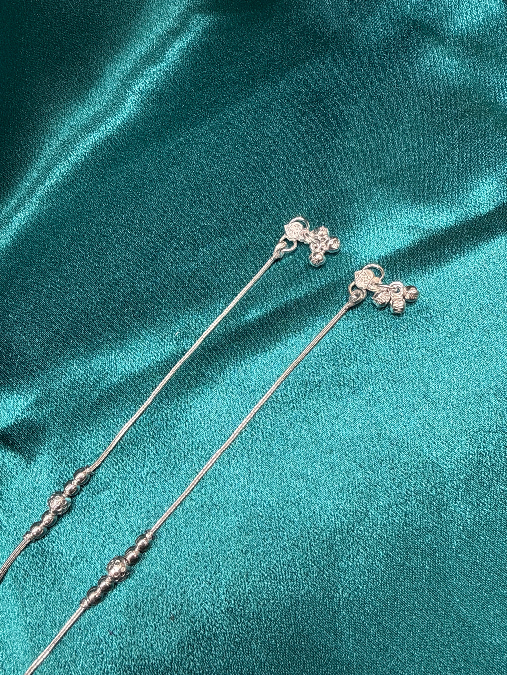 Kids fancy silver anklets (Size: 13-15 year old)