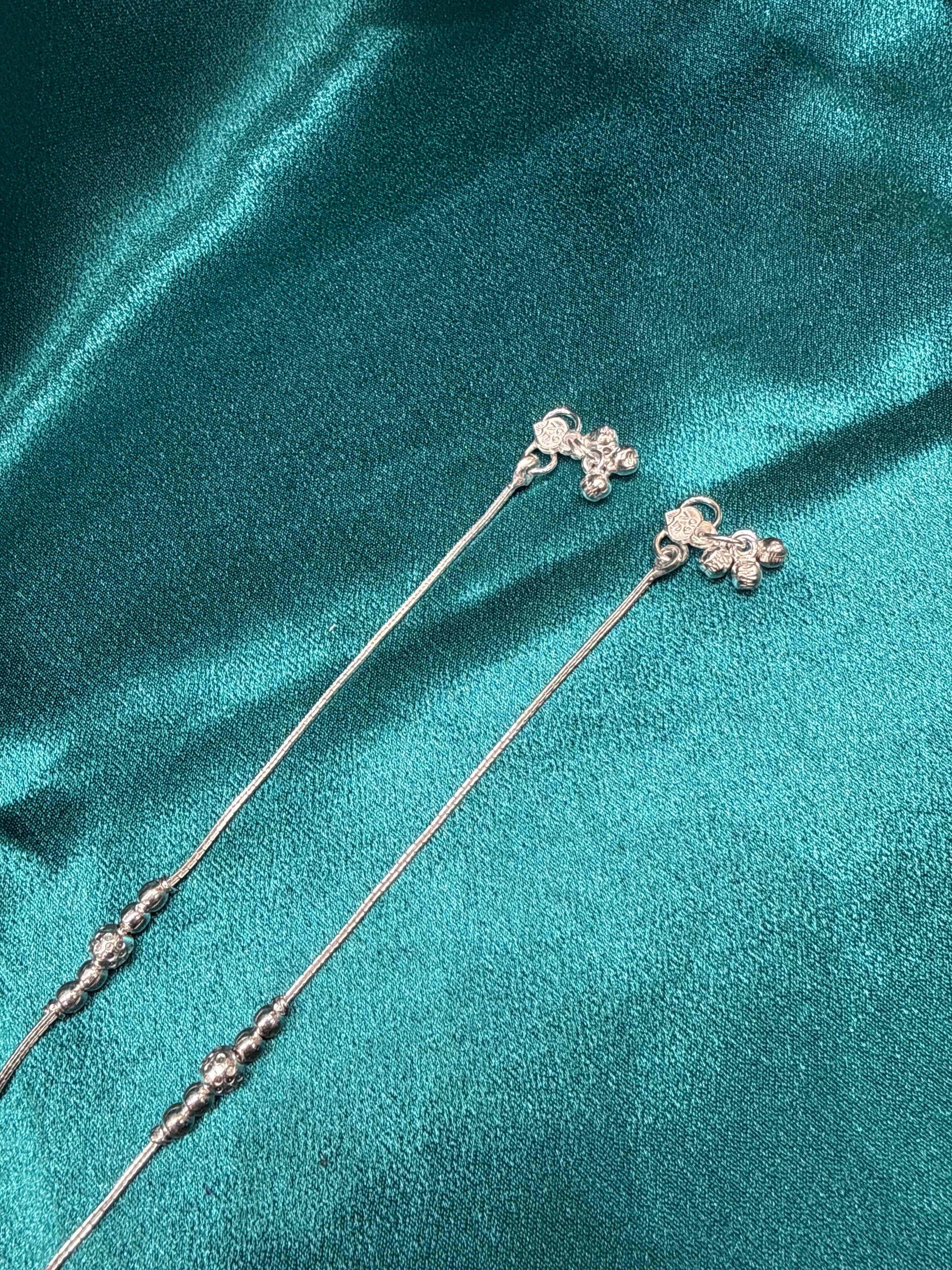 Kids fancy silver anklets (Size: 13-15 year old)