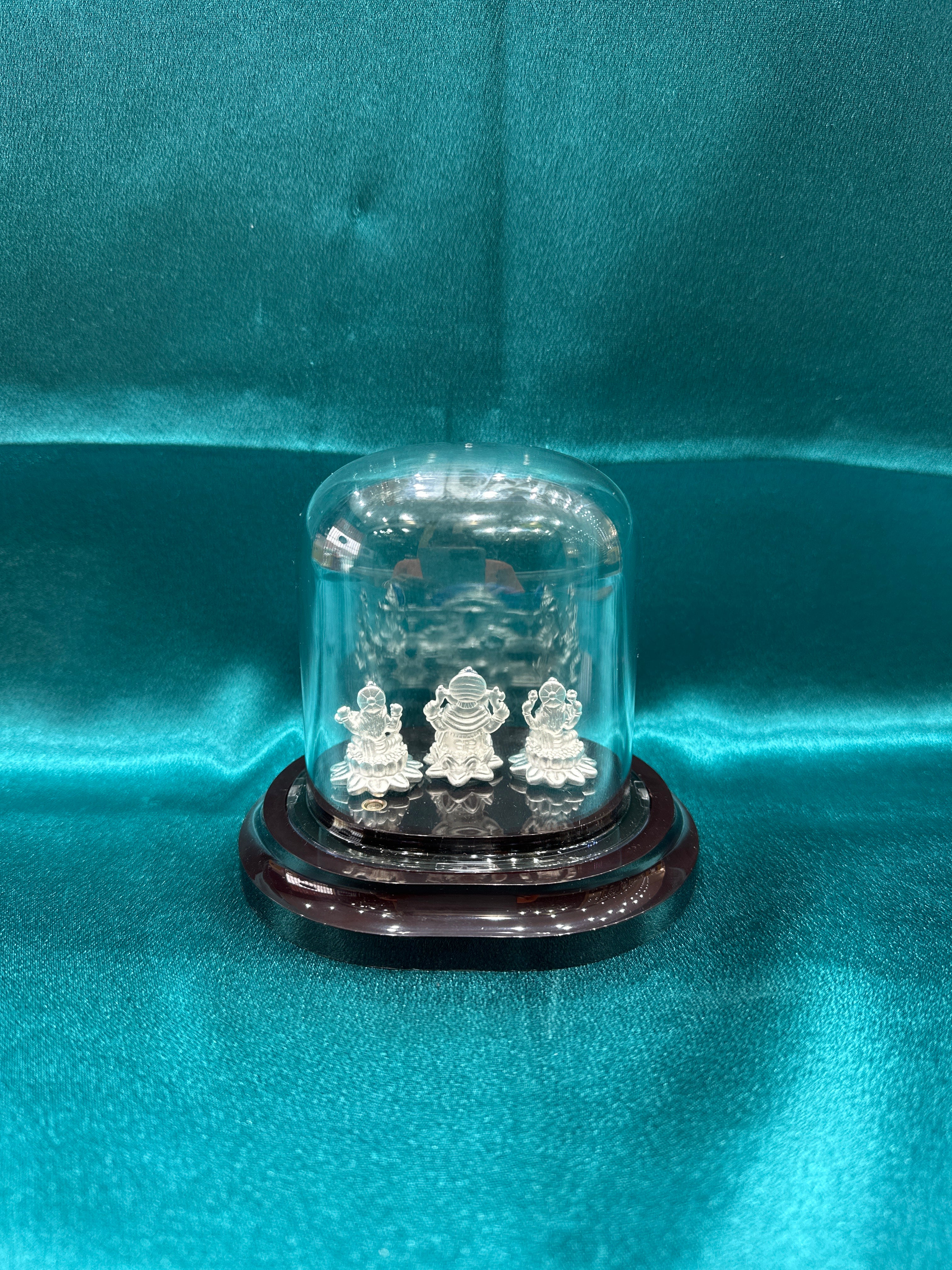 Pure Silver Lakshmi GaneshSaraswati ji Idol (Murti)