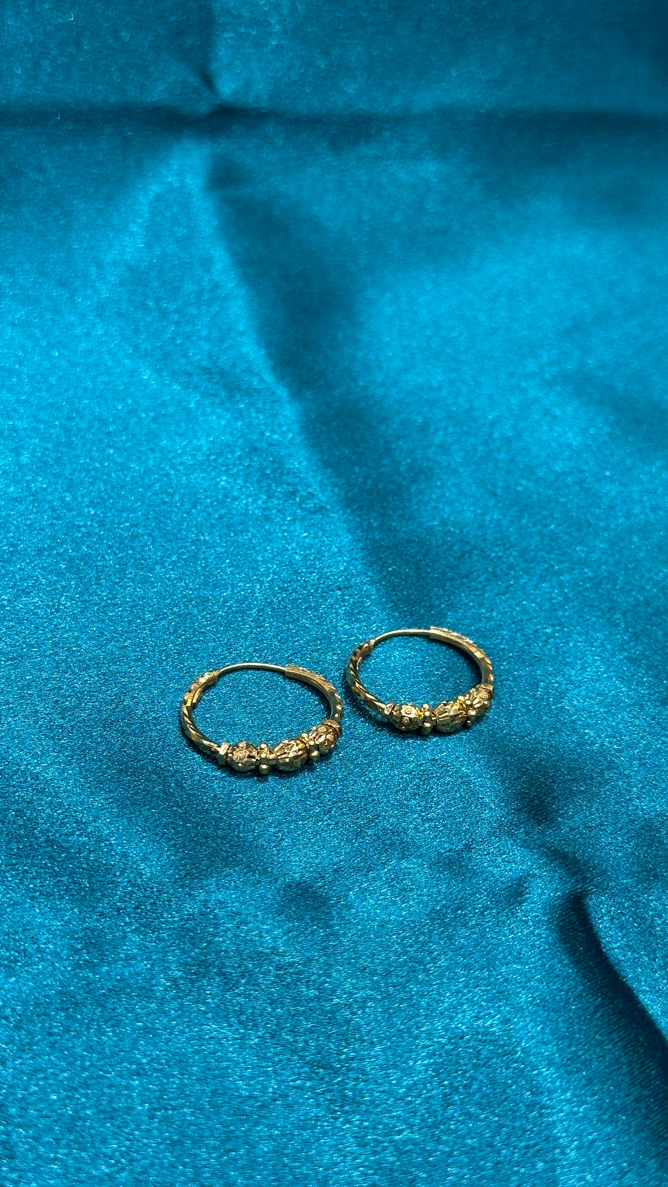 22K Gold Hoops With Designer Beads