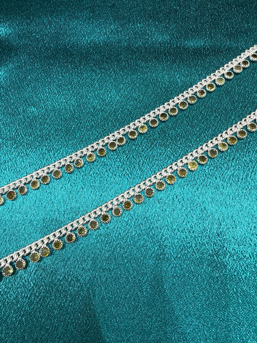 Kids fancy silver anklets (Size: 10-12 year old)