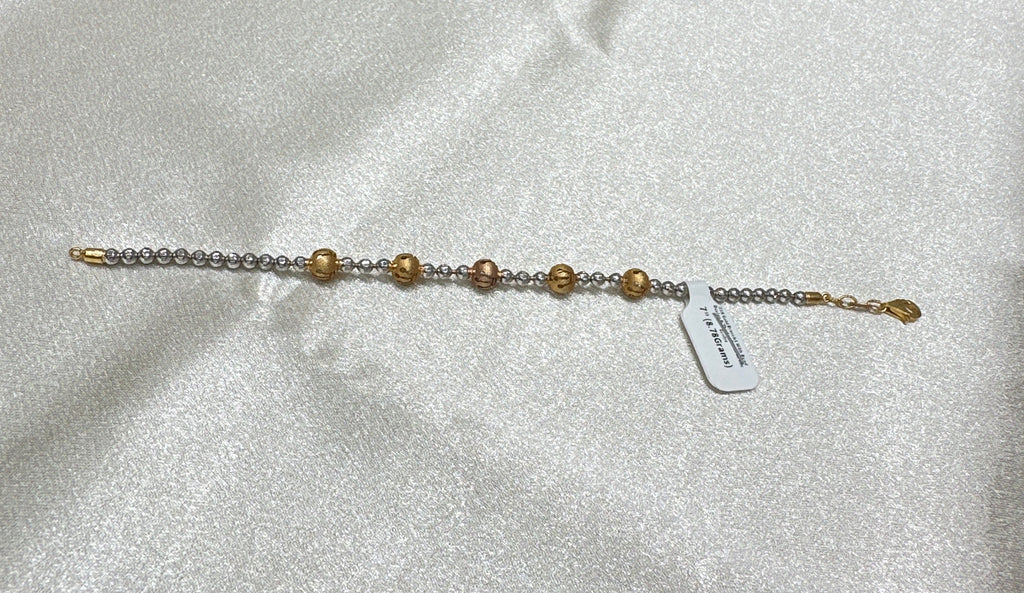 22K Gold Bracelet With Bead Design & Thicker Beads In The Centre