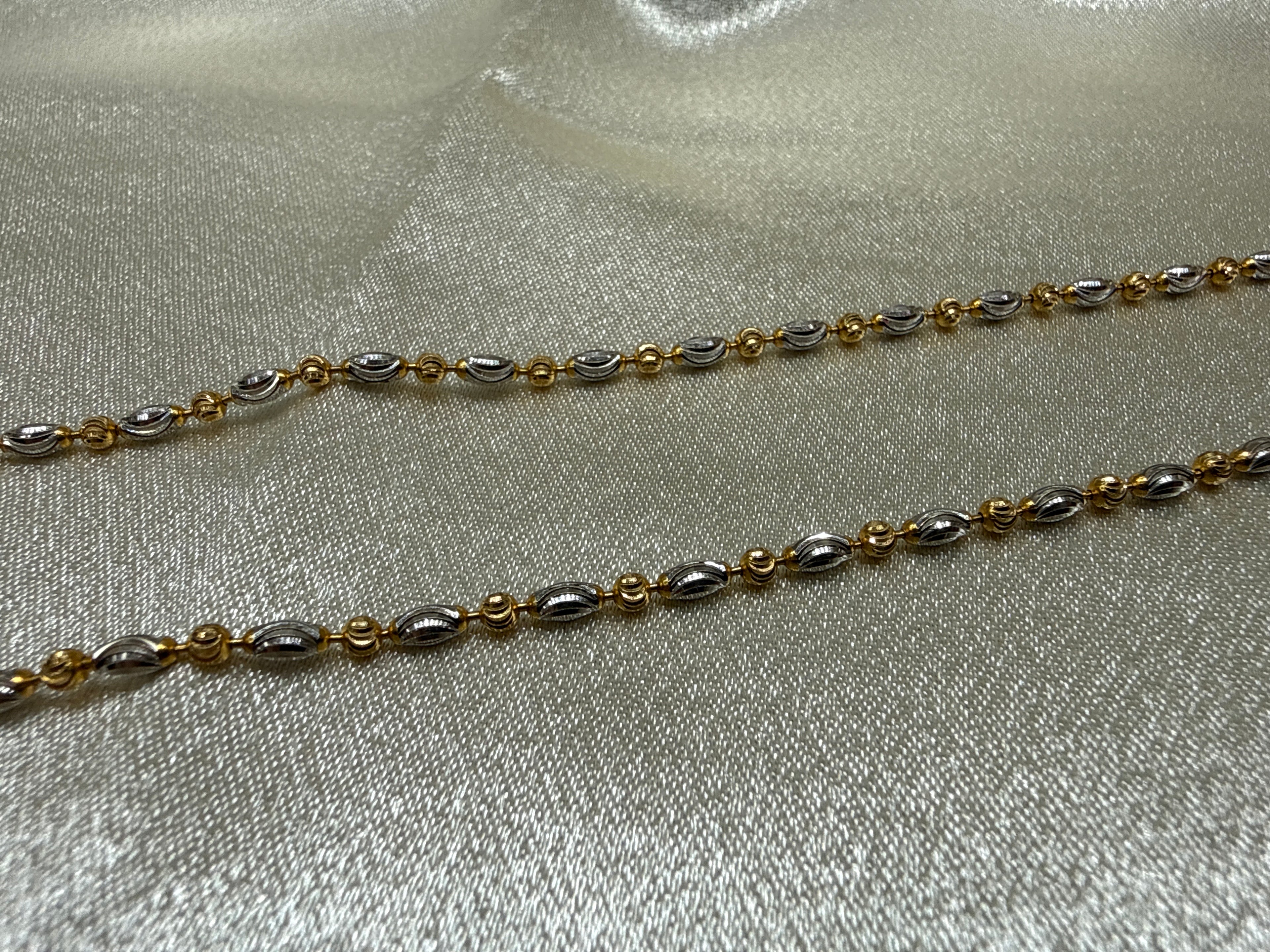 22K Gold Chain Two Tone Finish (Bead Design)