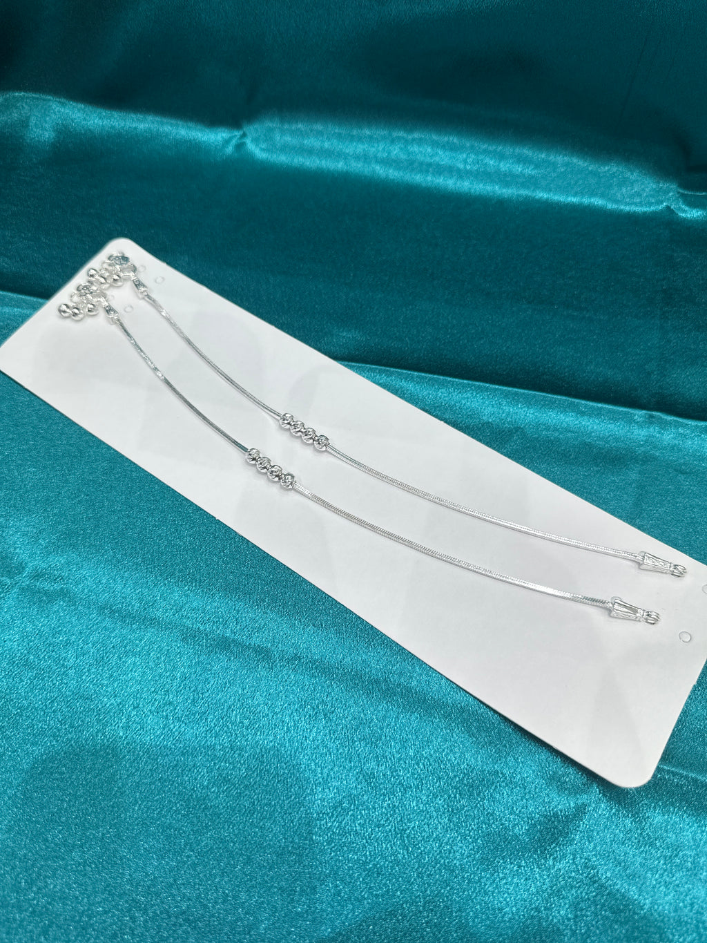 Fancy Lightweight Silver Anklets With Designer Balls