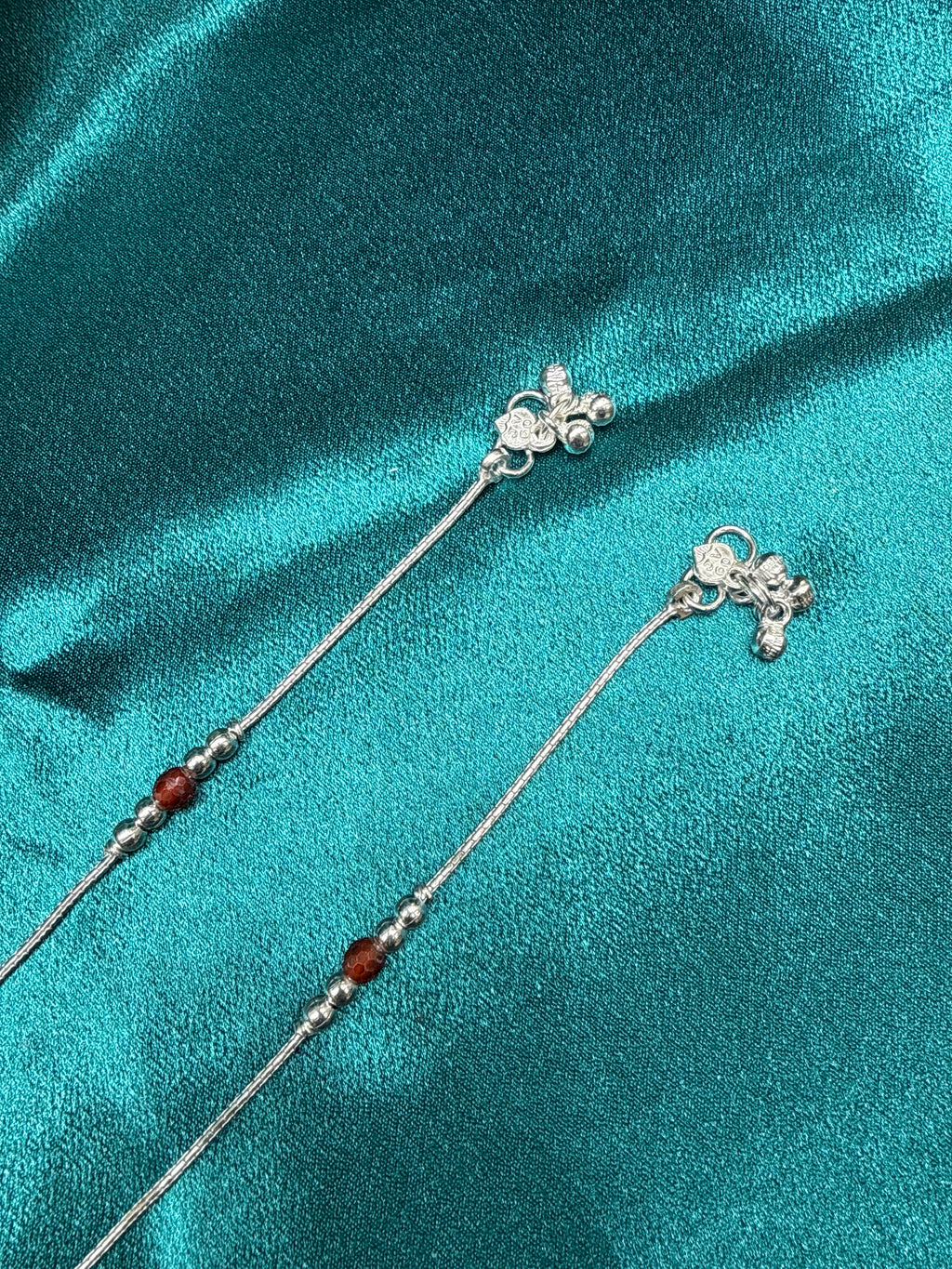 Kids fancy silver anklets (Size: 13-15 year old)