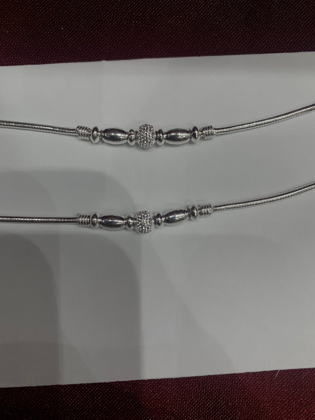 Fancy kids silver anklets with round beads design (Size: 1-2 year old)