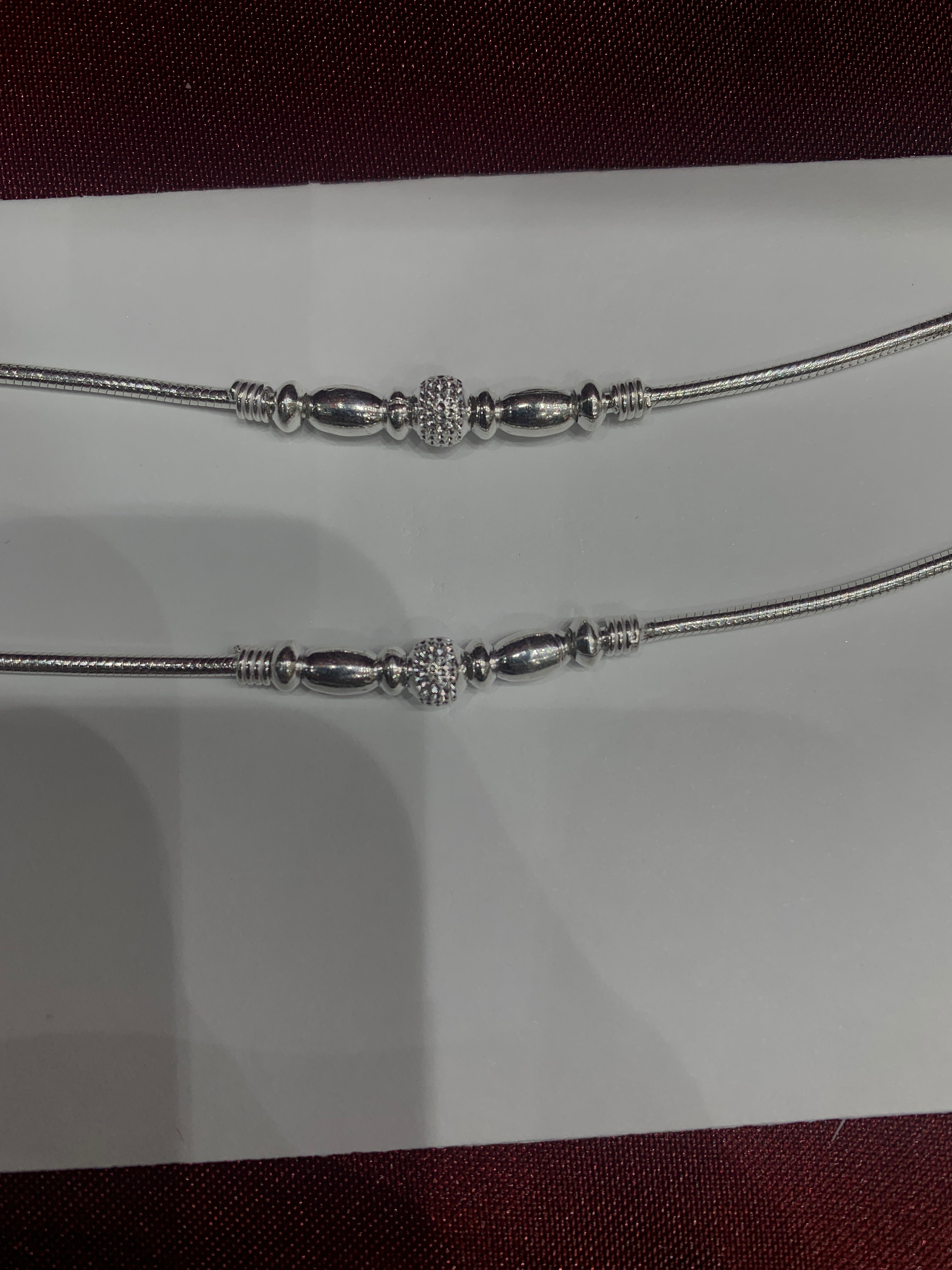 Fancy kids silver anklets with round beads design (Size: 1-2 year old)