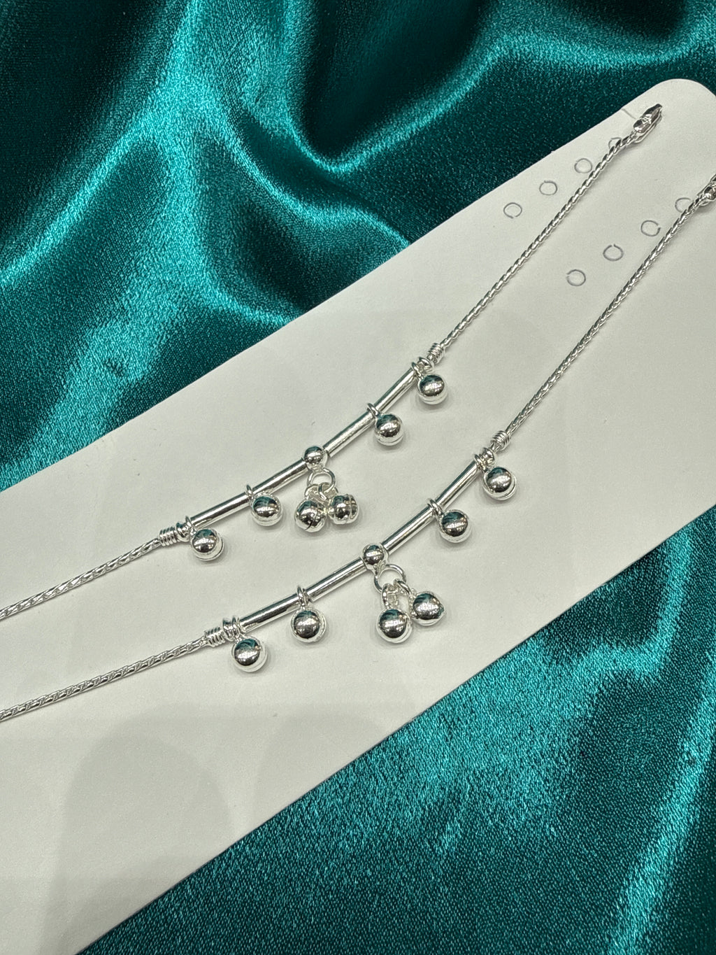 Kids fancy silver anklets (Size: 13-15 year old)