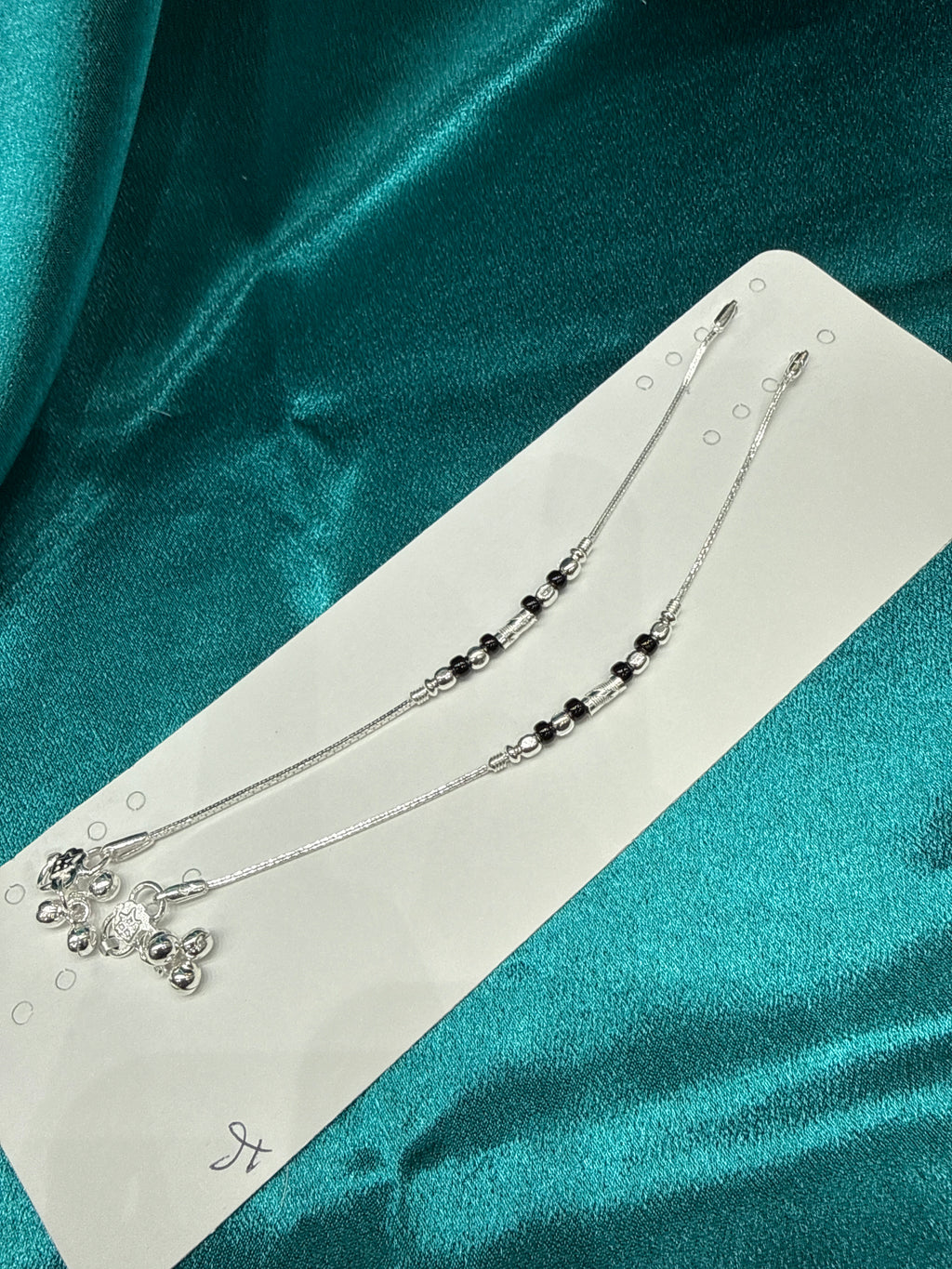 Kids fancy silver anklets (Size: 6-9 year old)