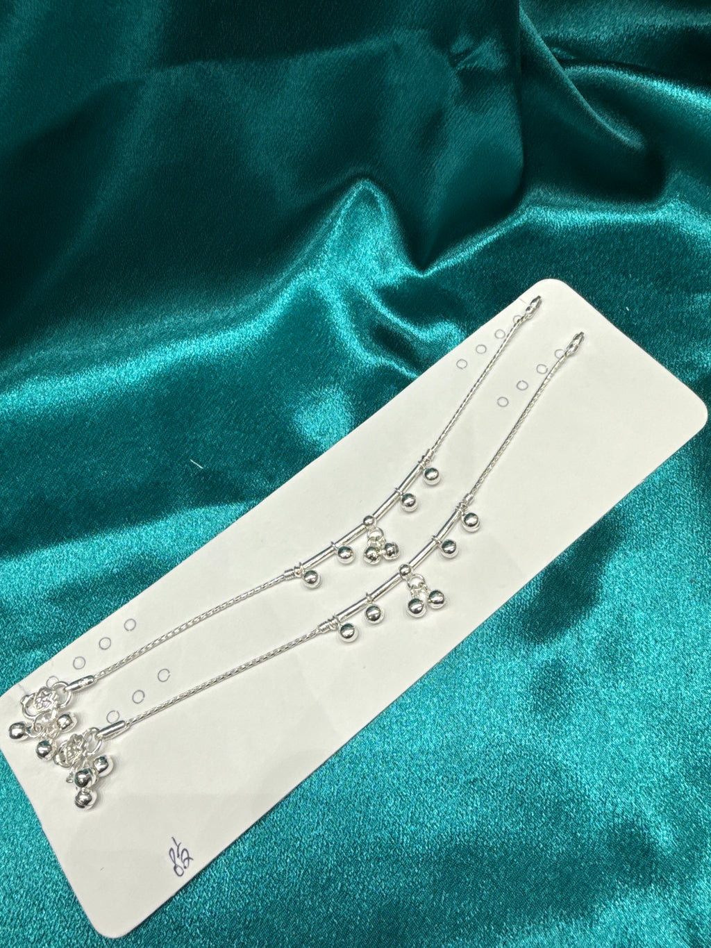 Kids fancy silver anklets (Size: 13-15 year old)