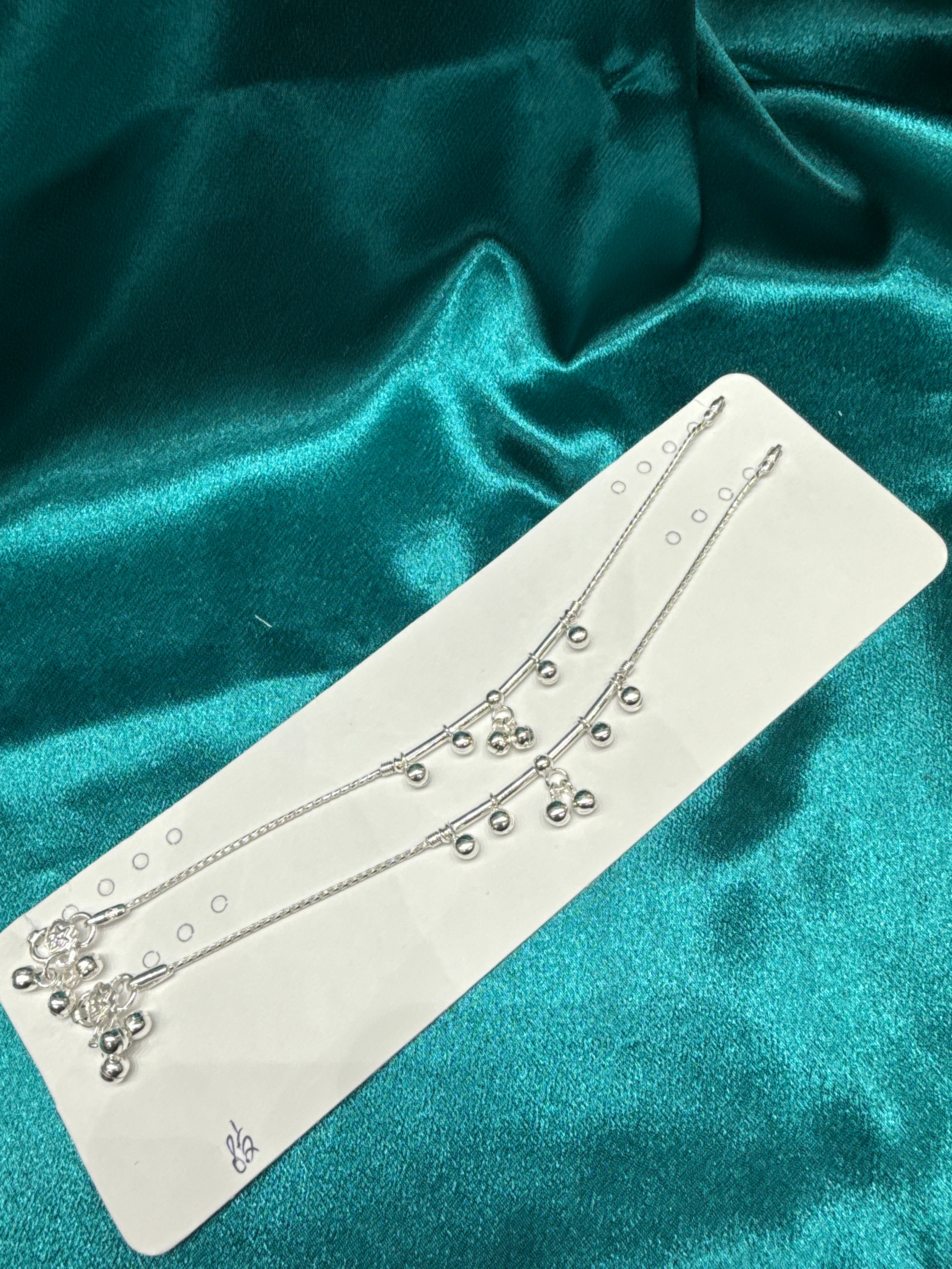 Kids fancy silver anklets (Size: 13-15 year old)