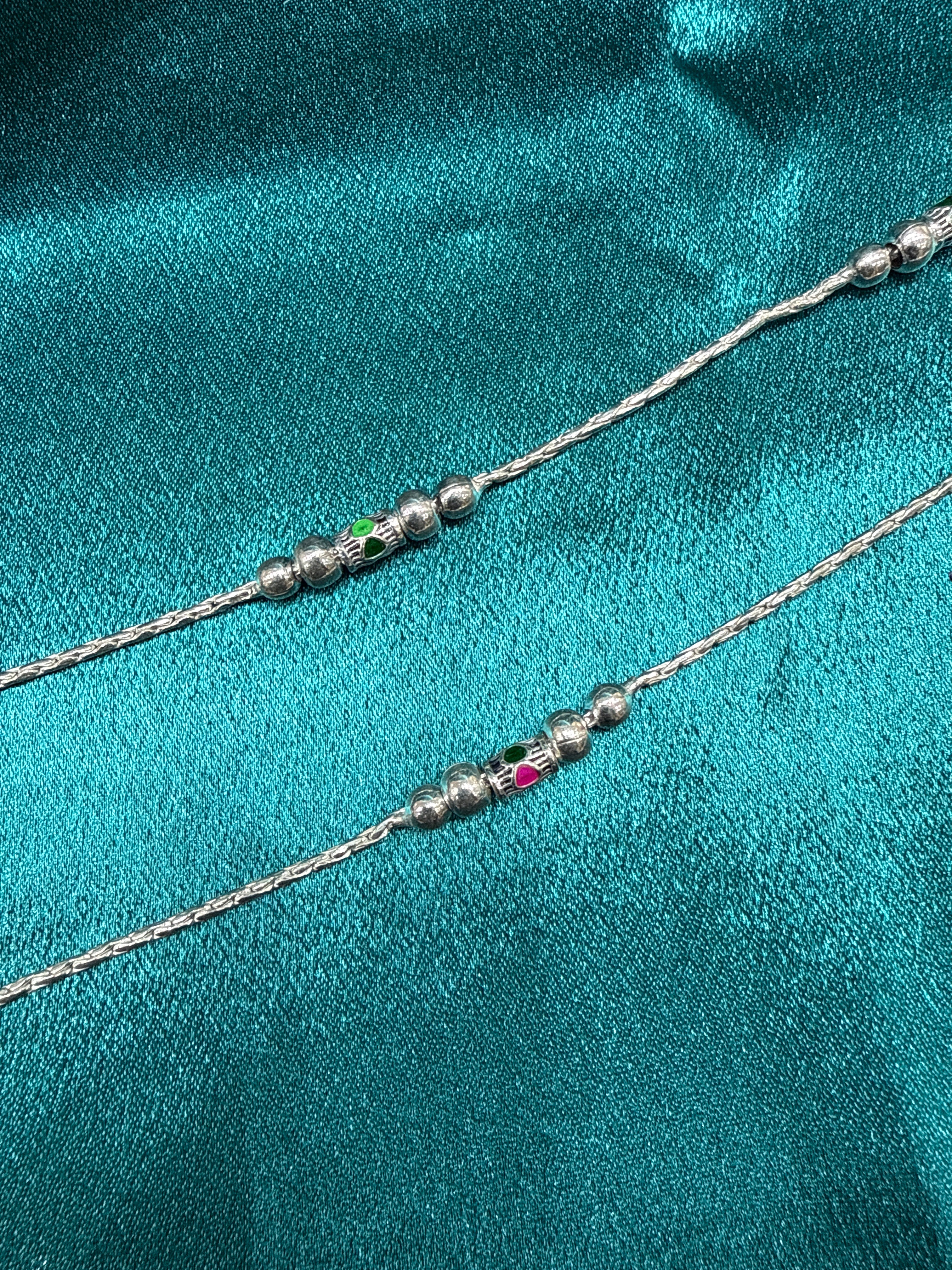 Kids fancy silver anklets (Size: 13-15 year old)